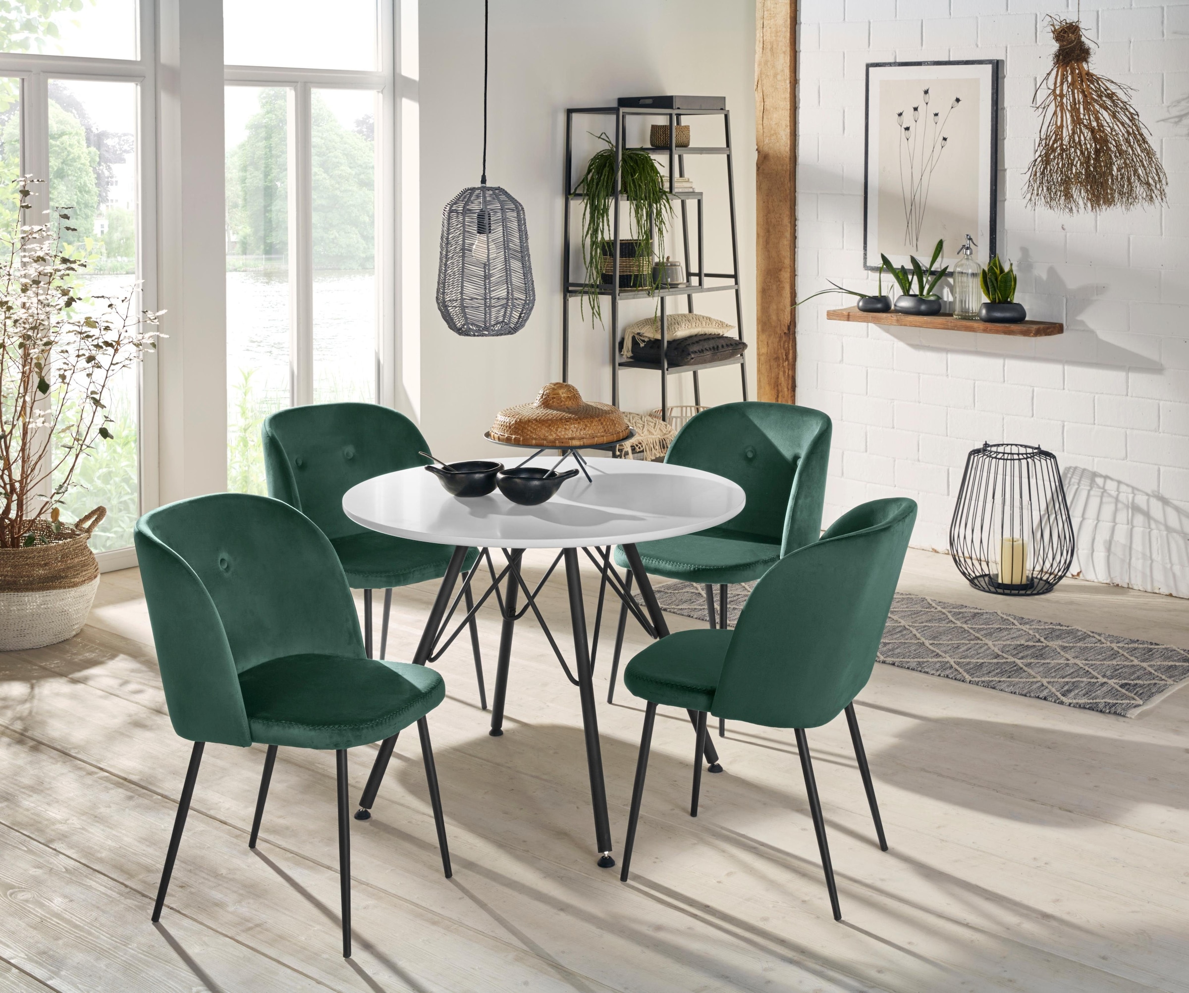 Homexperts Esszimmerstuhl »Micky«, (Set), 2 St., Samtstoff, Bezug in Samtstoff mit zick-zack Naht