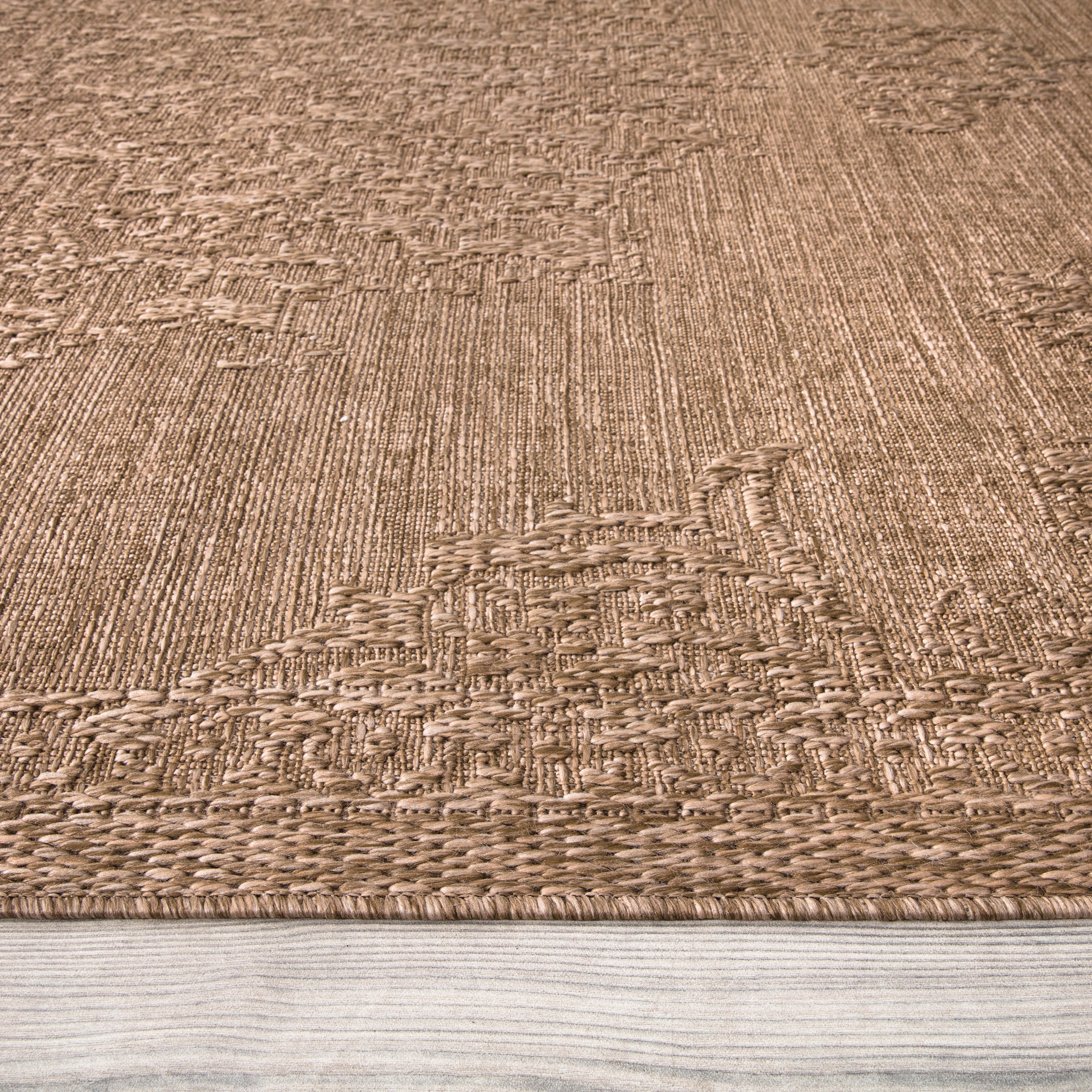 Paco Home Teppich »Rimini 412«, rechteckig, 4 mm Höhe, Flachgewebe, Uni Farben, Hoch-Tief Effekt, In- und Outdoor geeignet