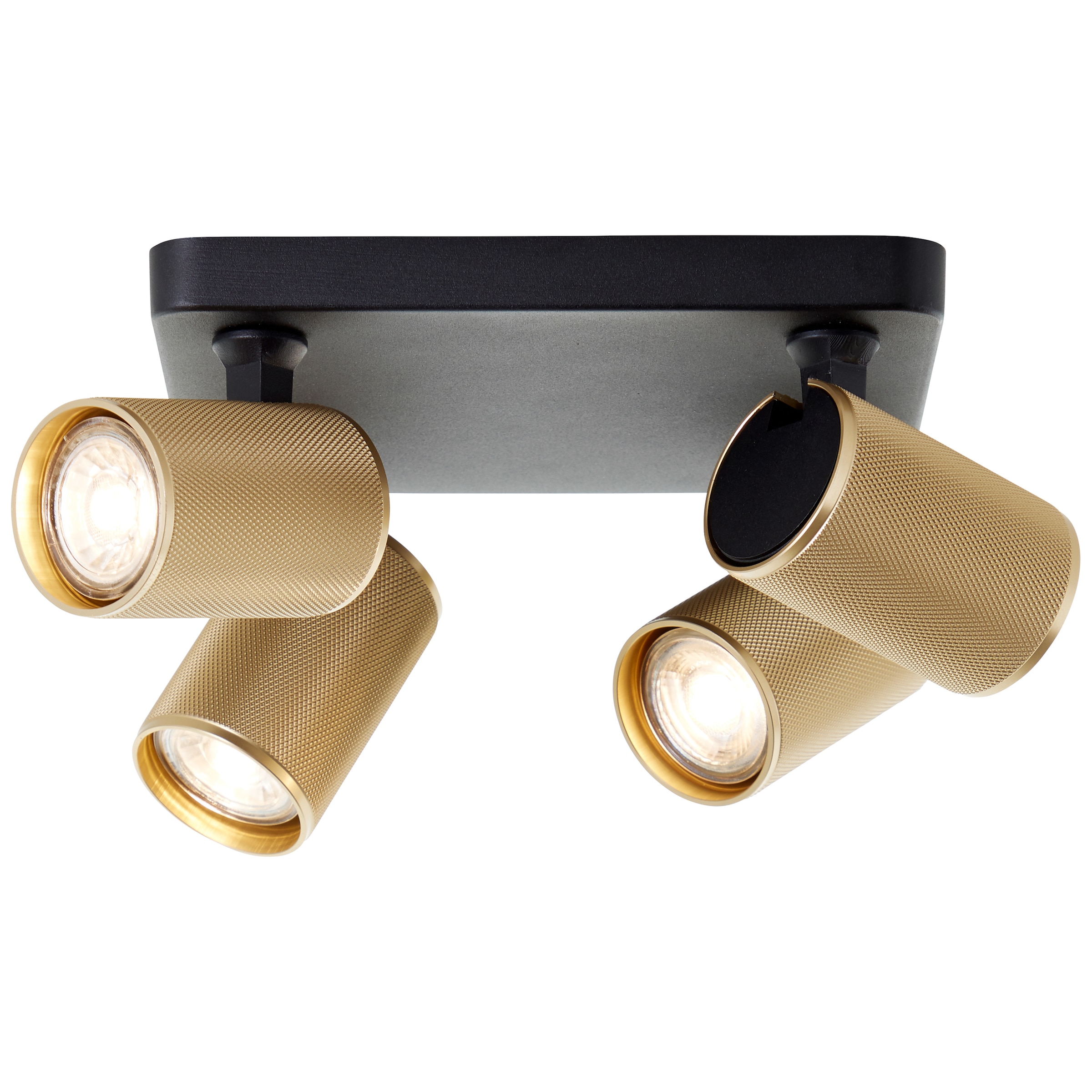 Brilliant Deckenstrahler »Marty«, 4 flammig, Leuchtmittel GU10 | LED wechselbar, Spotplatte schwenkbar, 22 x 22 cm, GU10, 345lm, schwarz/matt gold