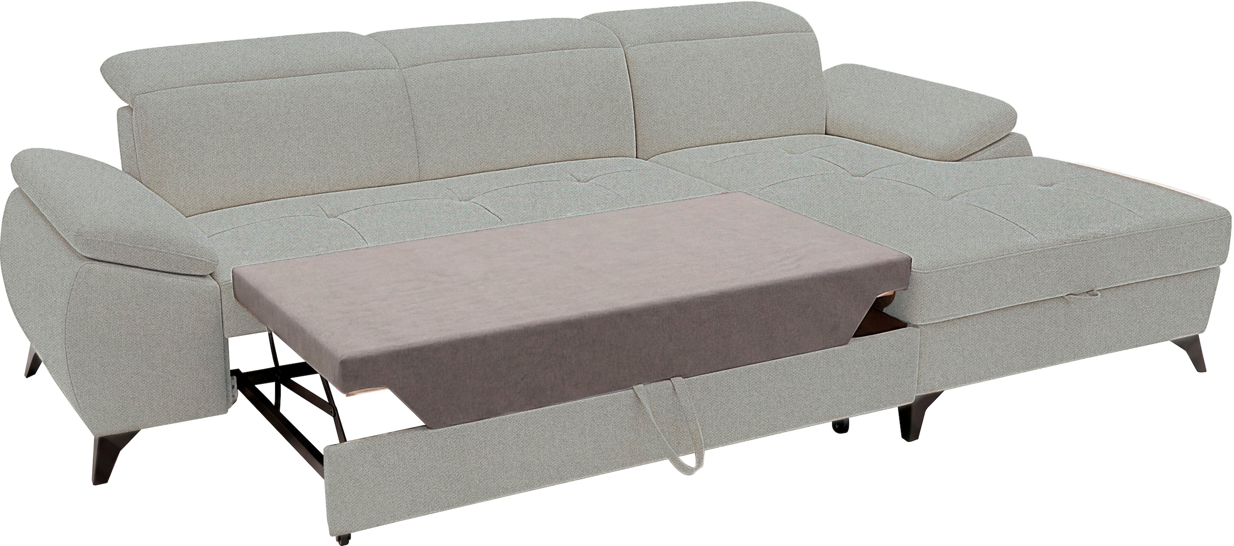 exxpo - sofa fashion Ecksofa »TAOS bequem, komfortabel durch Kopfteilverstellung, Breite 281cm« inkl. Bettfunktion und Bettkasten,toller Sitzkomfort, Steppung im Sitz