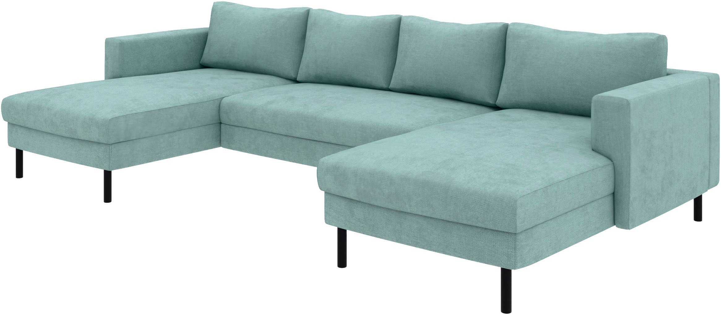 TRENDMANUFAKTUR Wohnlandschaft »Amazing II, wahlw. mit Schlaffunktion & Bettkasten, Fuß schwarz« Sofa in U-Form, in Cord, Struktur LEO o. Struktur LINO, Breite 305 cm