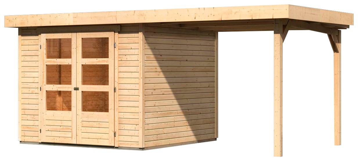 Karibu Gartenhaus »Arnis 3,5« mit Anbaudach 2,40 cm Breite