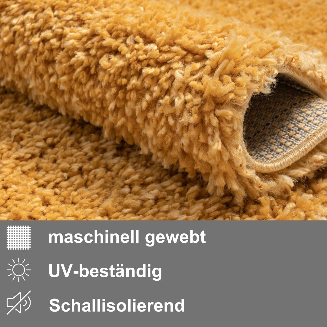 Myflair Möbel & Accessoires Hochflor-Teppich »My Shaggy«, rund, 37 mm Höhe, Shaggy, Uni Farben, leicht glänzend, Microfaser, extra flauschig