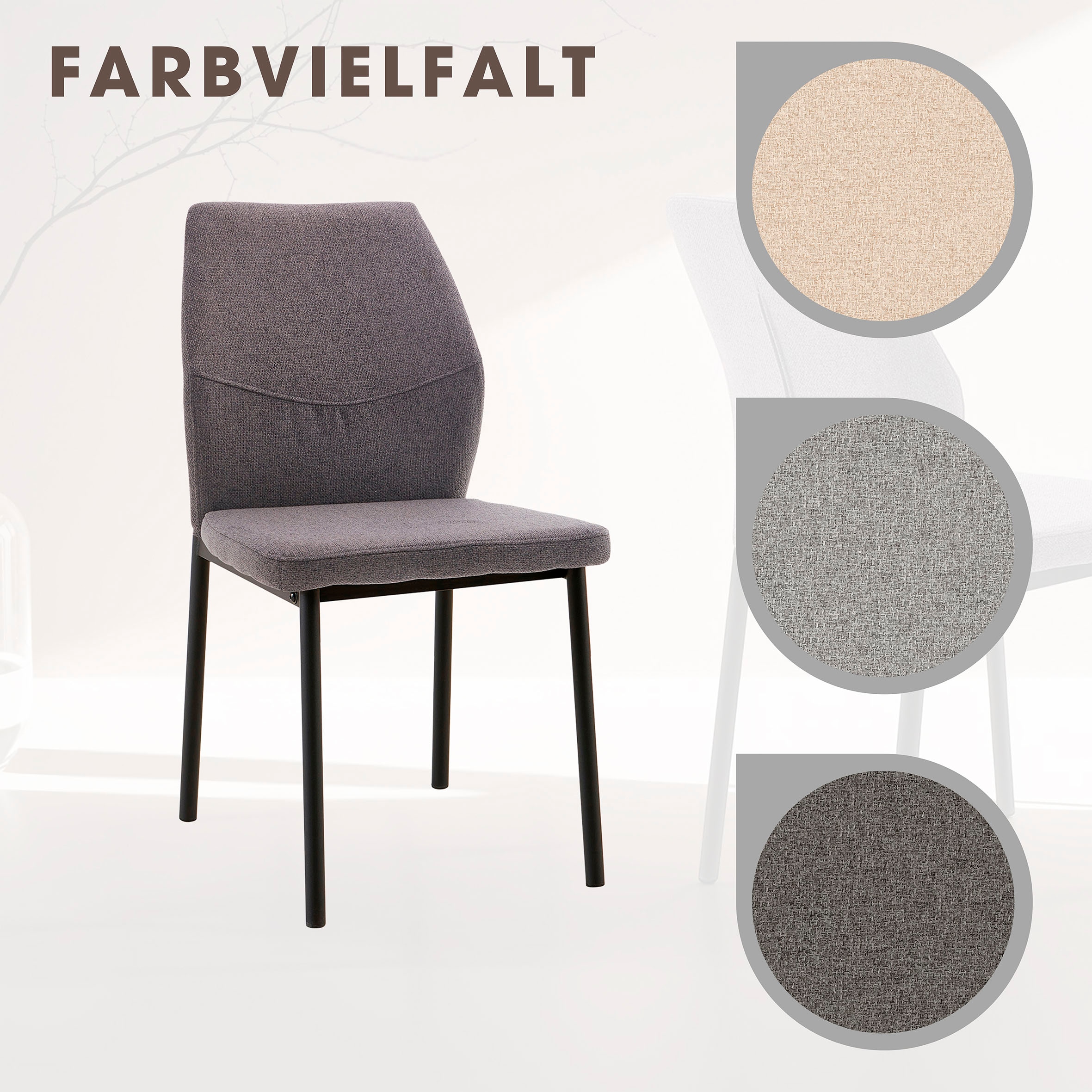 Home affaire Esszimmerstuhl »Lumos«, (Set), 2 St., Webstoff, Webstoff in vielen Farben erhältlich mit stabilem Metalluntergestell