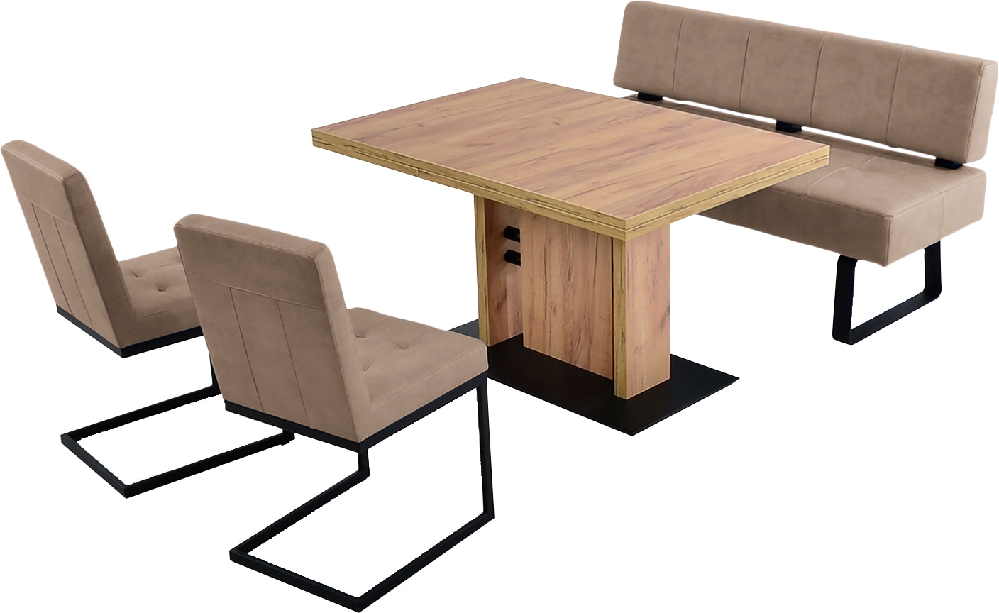 K+W Komfort & Wohnen, »Spider II Polsterbank« Sitzsteppung, bequem durch Sandwichbauweise, Metallkufe in schwarz, sand 35 + schwarz,