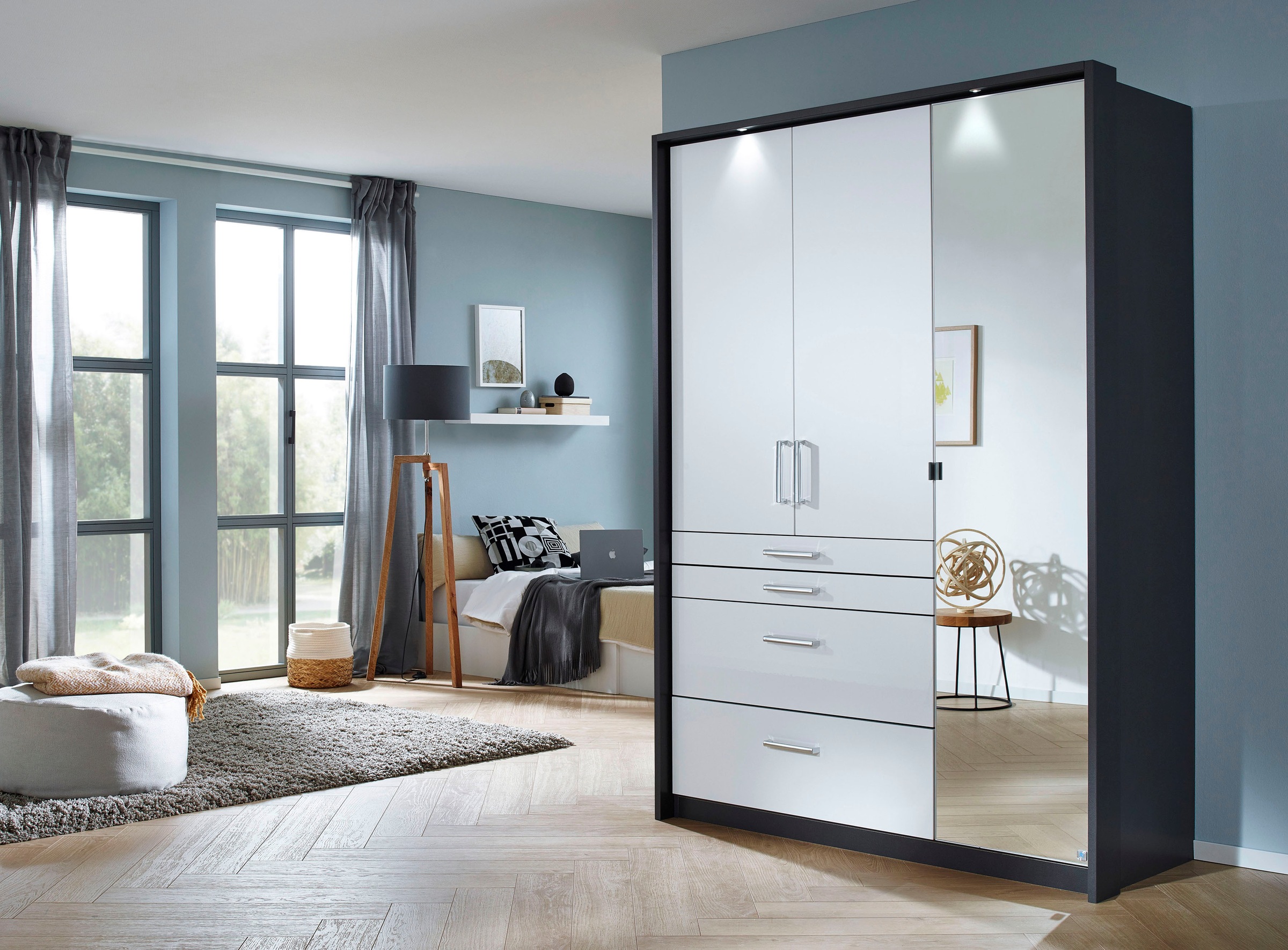 rauch Drehtürenschrank »Kleiderschrank Schrank Garderobe Garderobenschrank Topseller HOMBURG«, inkl. Passepartout, oberer Schubkasten mit Einteilung MADE IN GERMANY