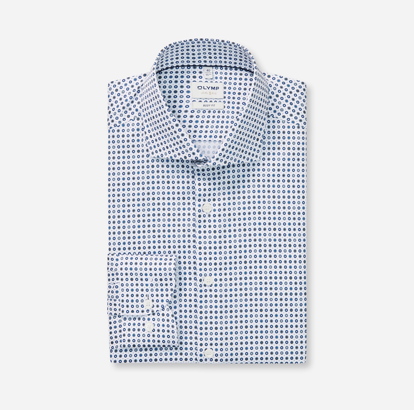 OLYMP Langarmhemd »Level 5« Royal-Kentkragen, body fit, Businesshemd, fein gemustert