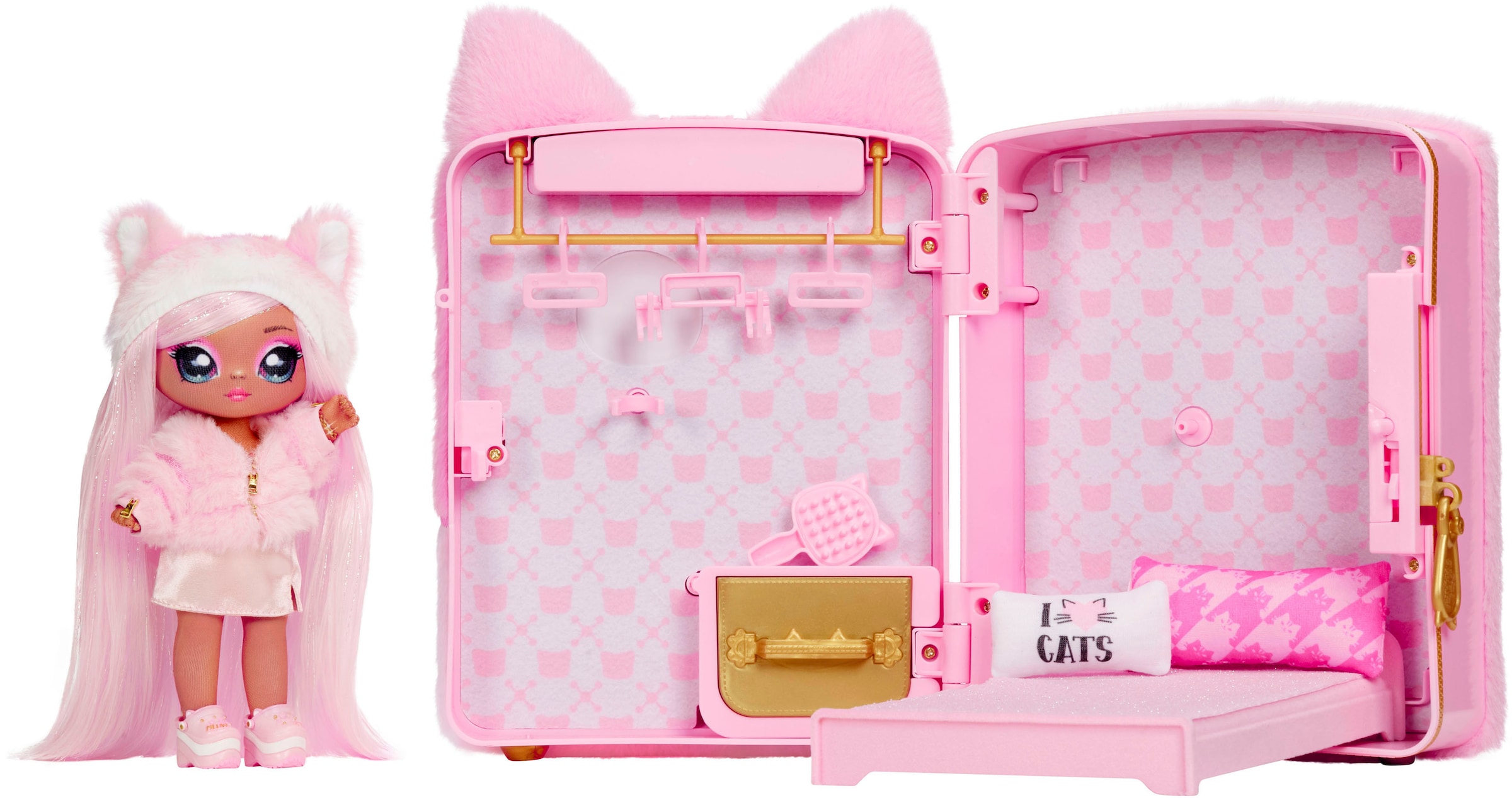 MGA ENTERTAINMENT Puppenmöbel »3in1 Backpack Bedroom Series 3 Playset - Pink Kitty«, Na!Na!Na! Surprise