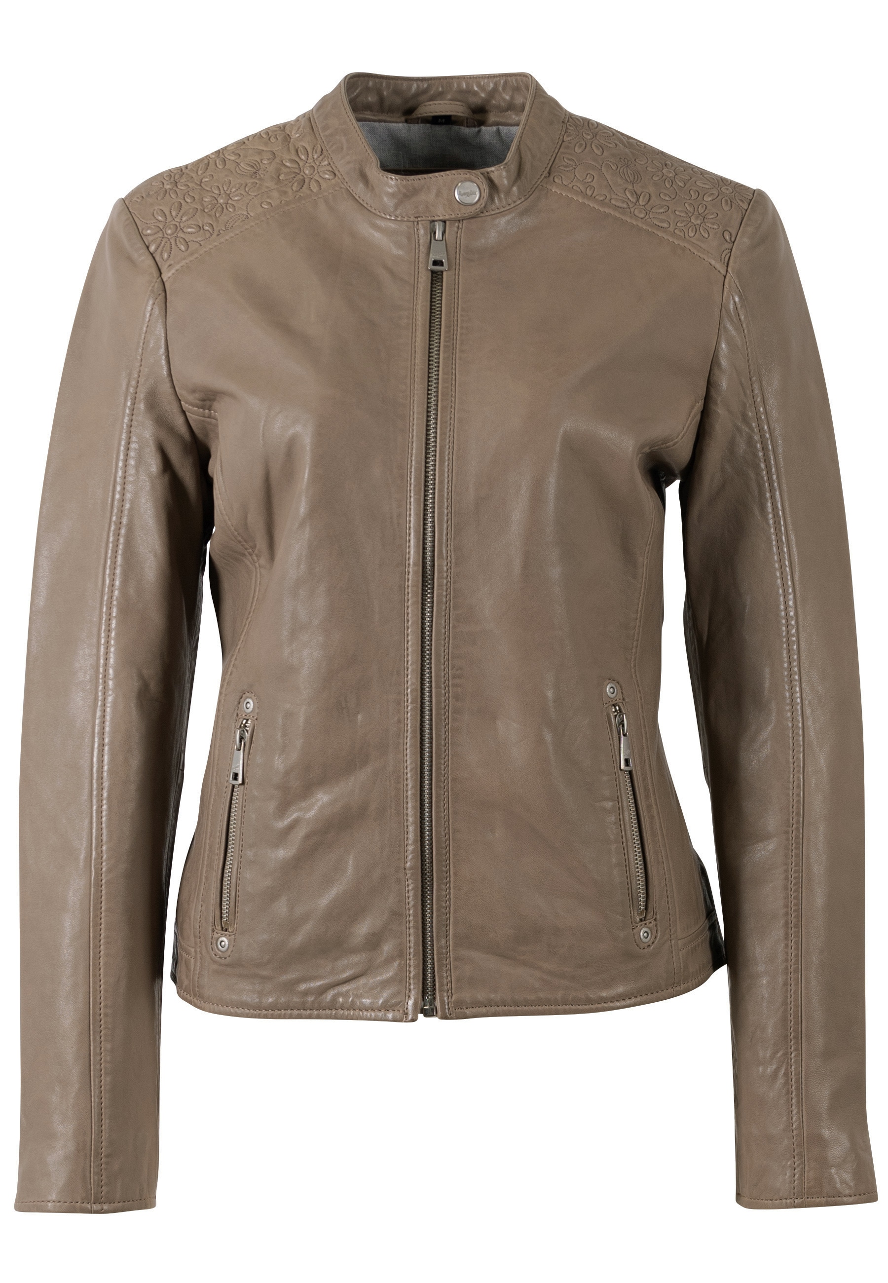 Mauritius Lederjacke »MWMabou« Bikerjacke mit dekorativer Schulterpartie