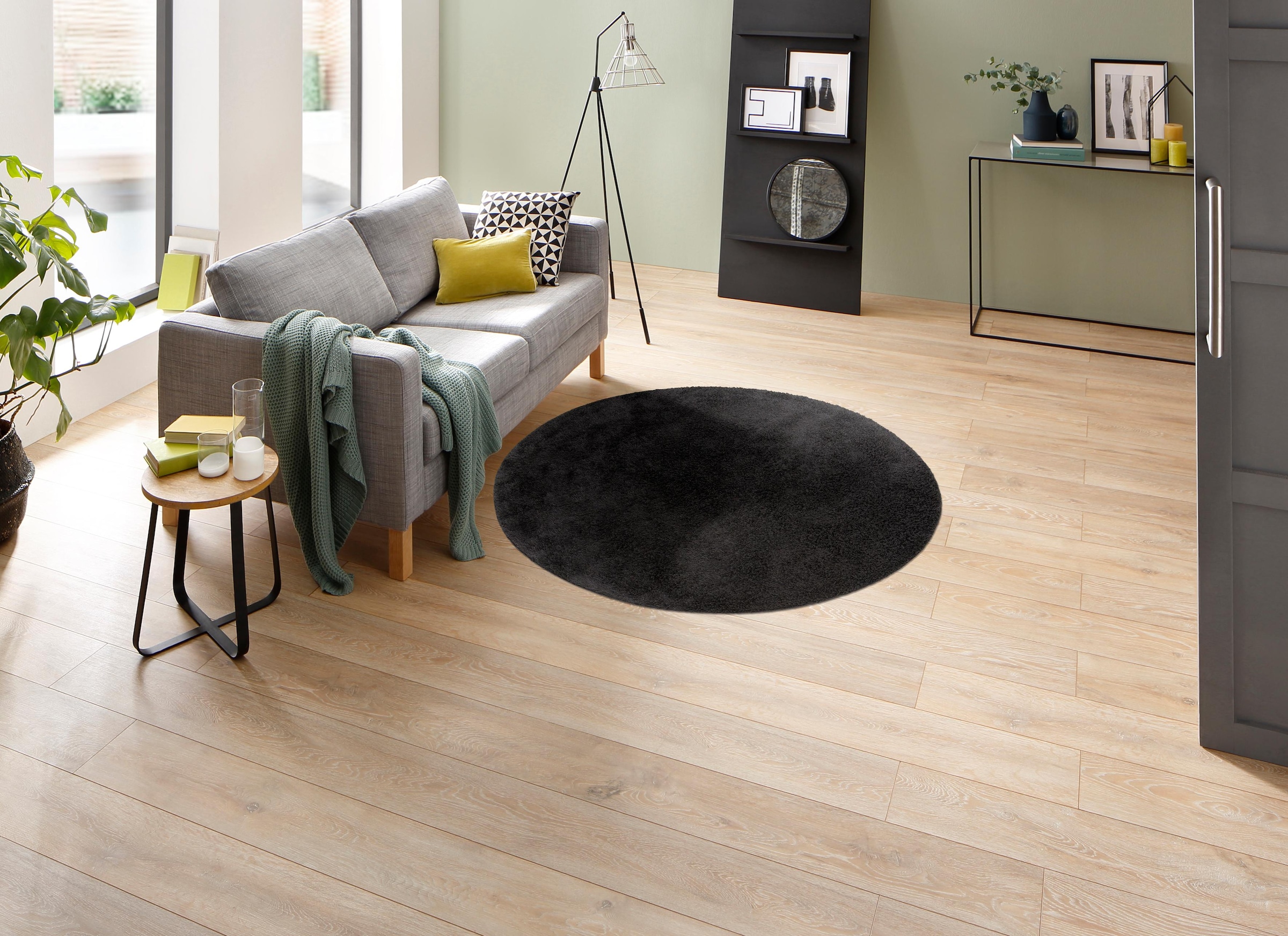 my home Hochflor-Teppich »Mikro Soft Ideal«, rund, 30 mm Höhe, Mikrofaser, extra flauschig, weich, pflegeleicht, elegant, Uni