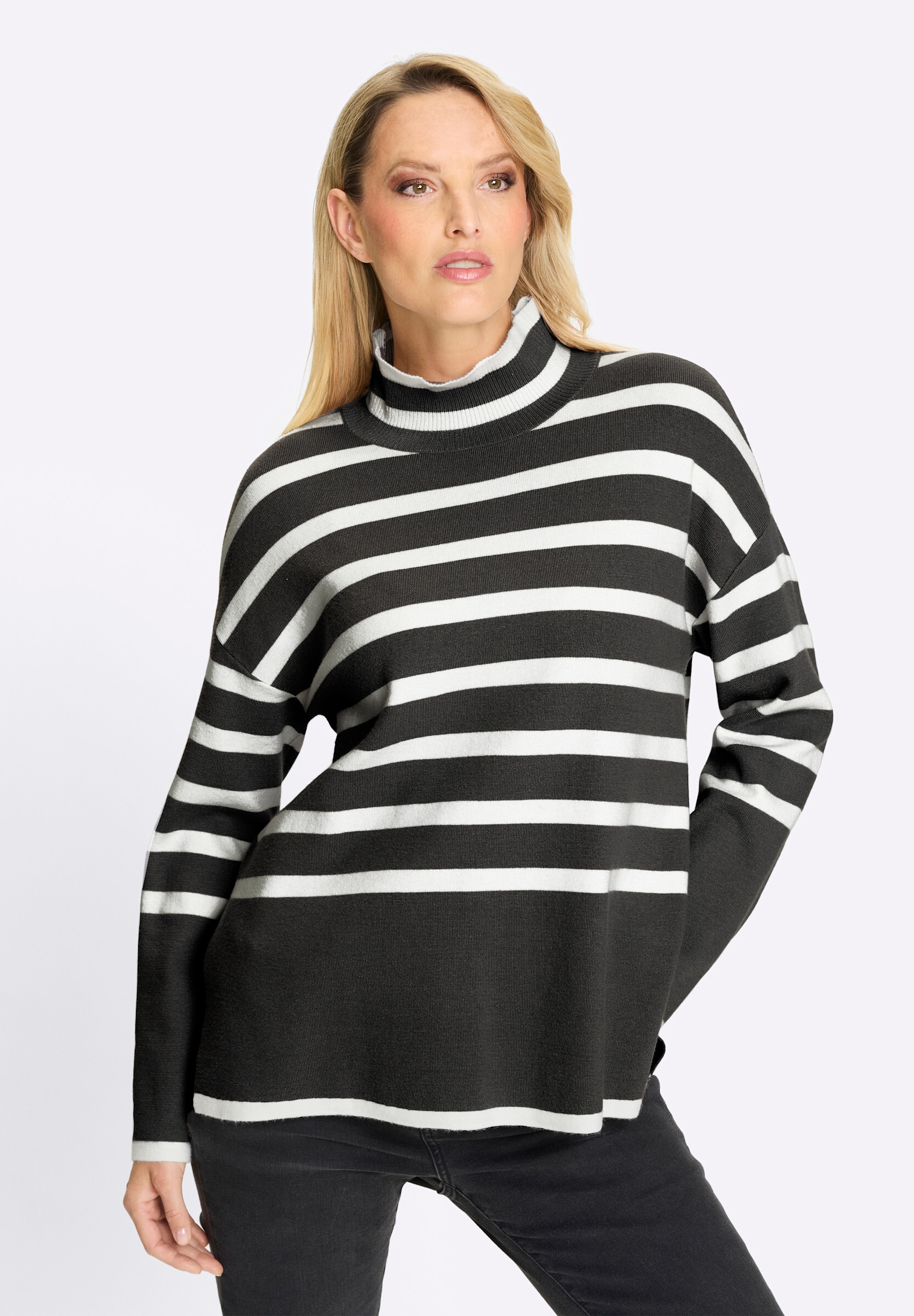 heine Strickpullover »Pullover Streifenpullover mit Stehkragen«