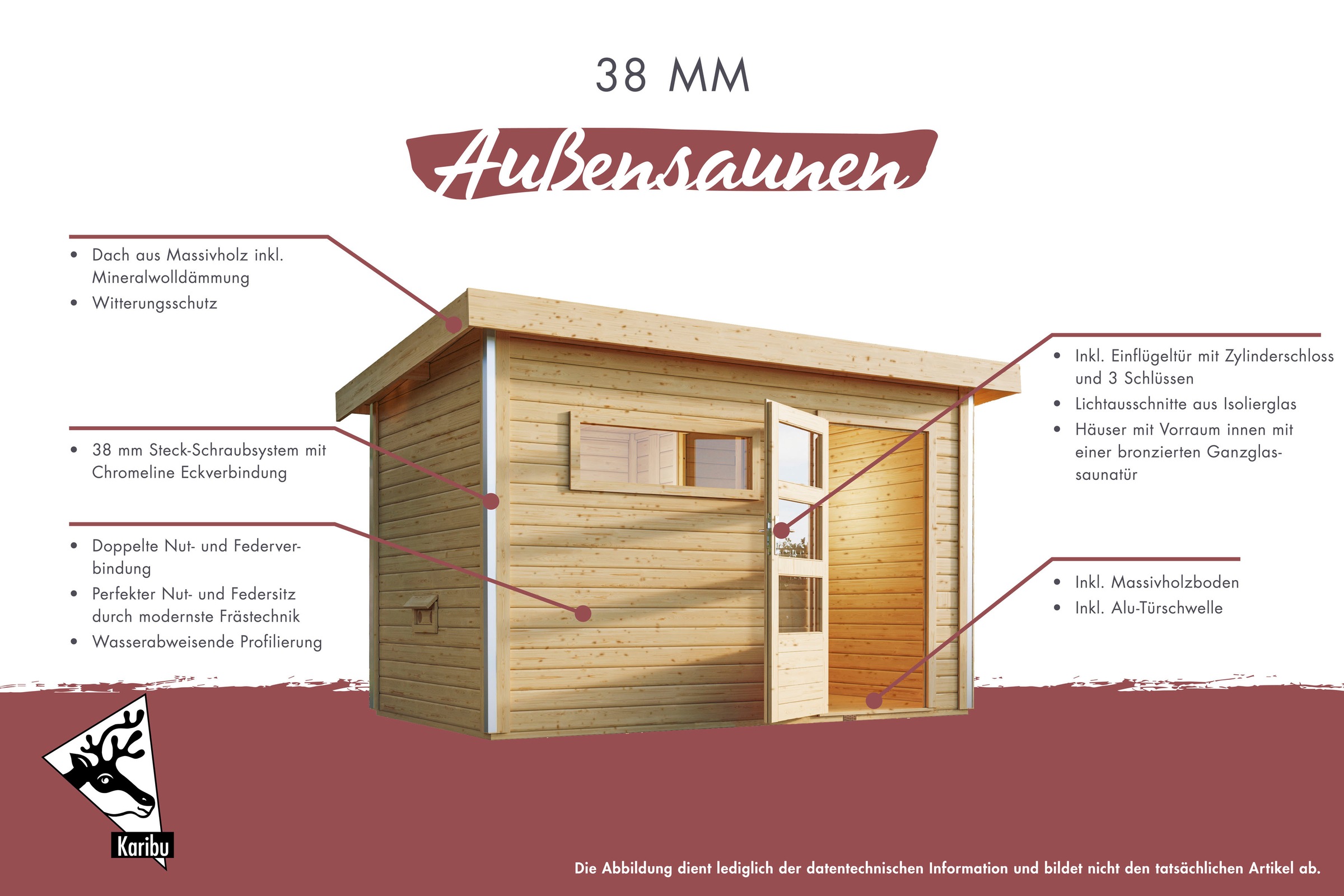 Karibu Saunahaus »Maiko 2A« Set,  Ofen 9 kW Bio externe Strg easy