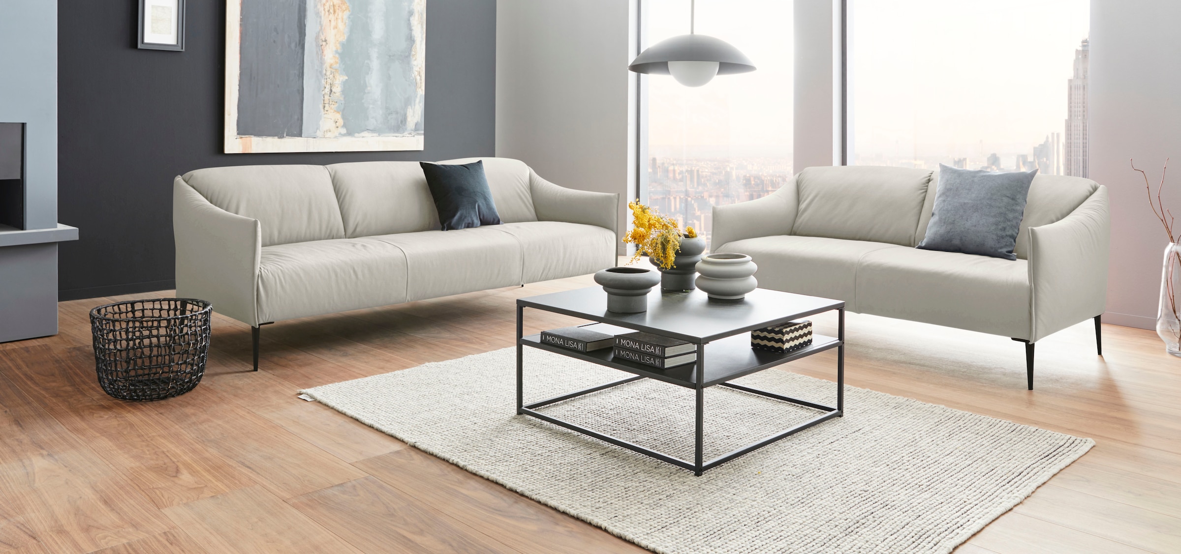 W.SCHILLIG 2,5-Sitzer »sally« mit Metallfüßen in Schwarz pulverbeschichtet, Breite 174 cm