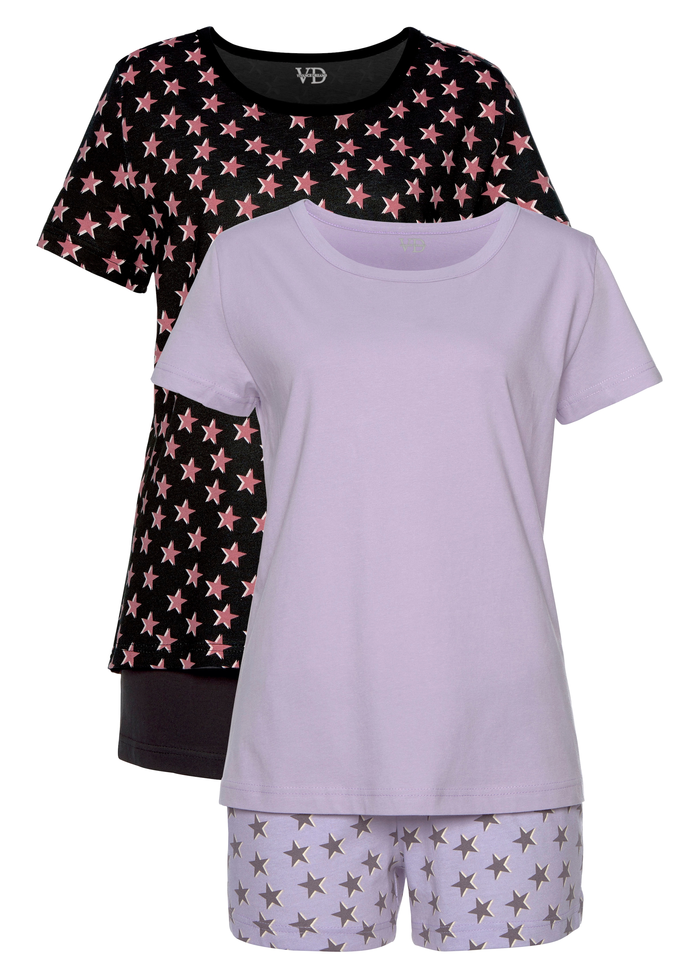 Vivance Dreams Shorty, (4 tlg., 2 Stück), mit Sternedruck