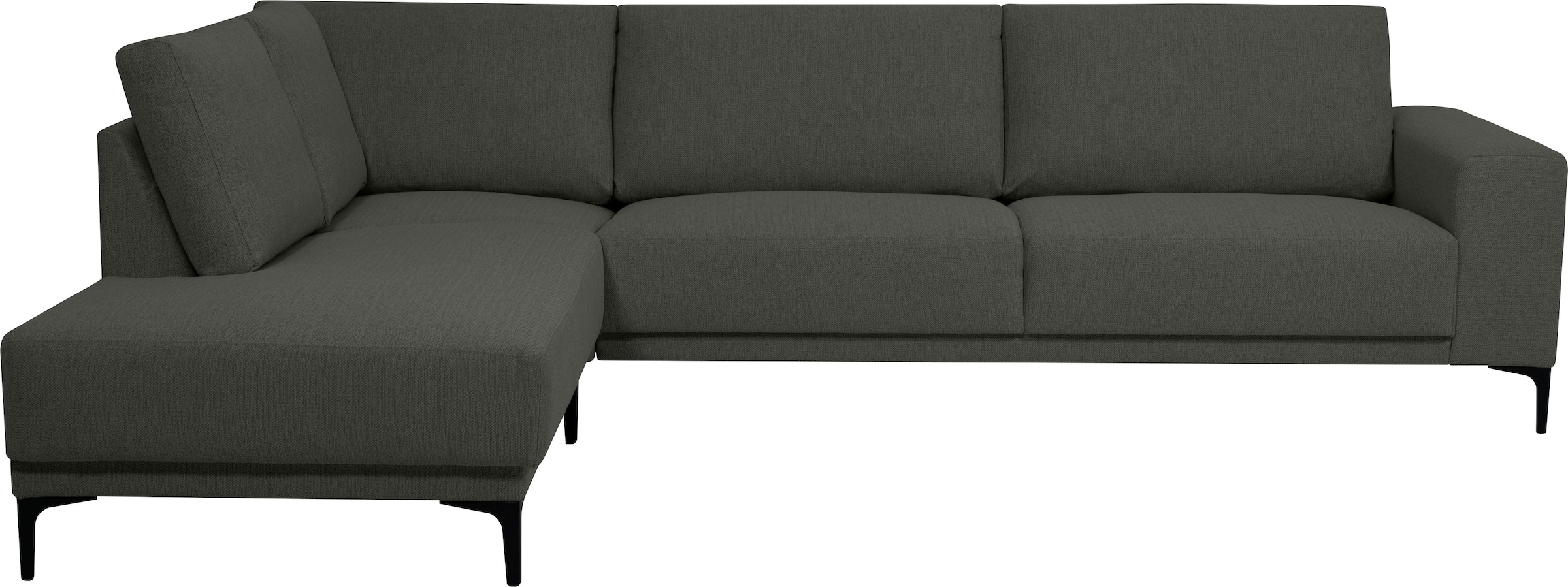 Places of Style Ecksofa »Xander, L-Form,«, Breite 289 cm, Webstoff, Soft-Touch Chenille, schwarze Metallfüße
