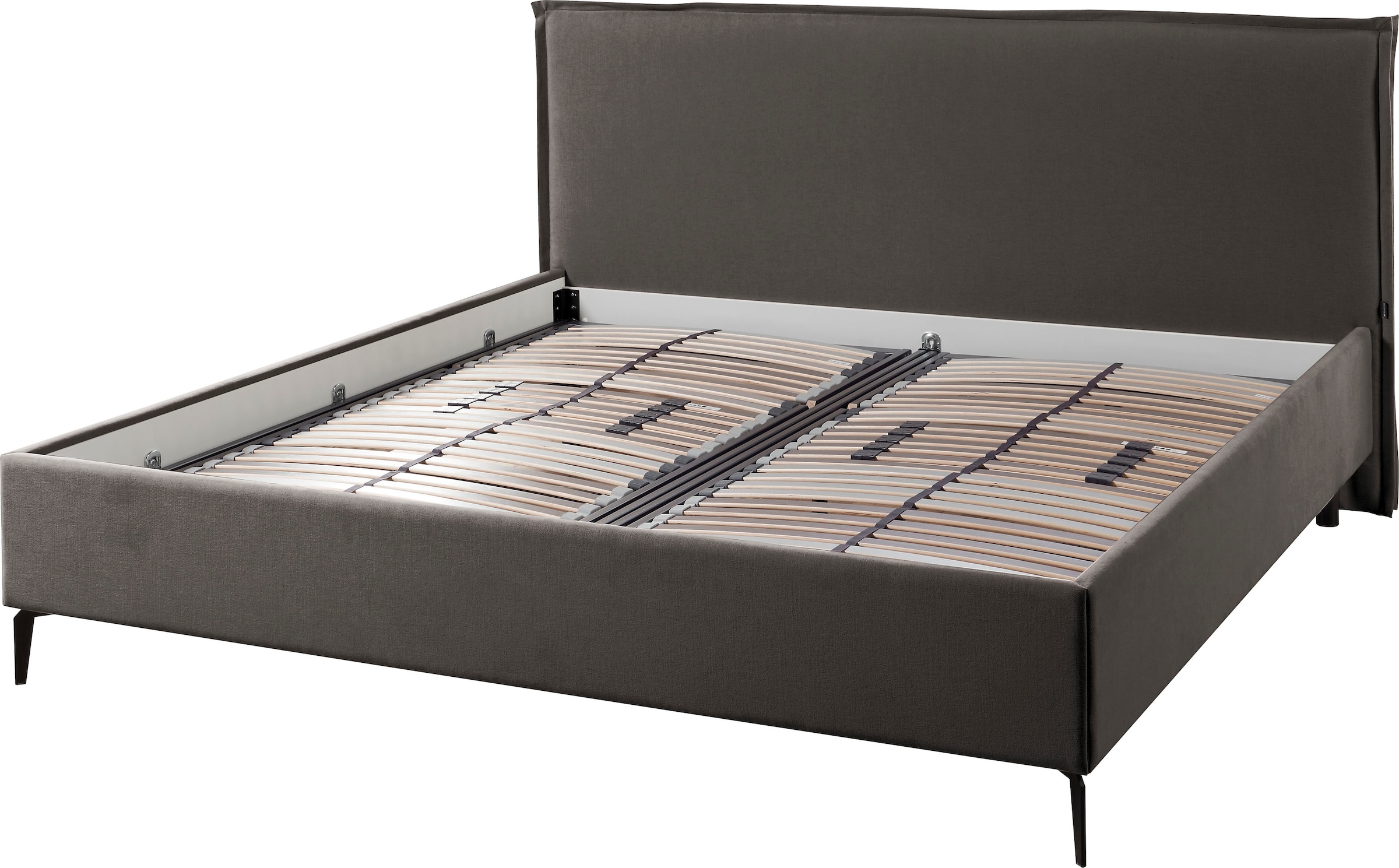 Musterring Polsterbett »Elos« Kopfteil mit doppeltem Stehsaum, Metallfuß in schwarz,  in 4 Größen