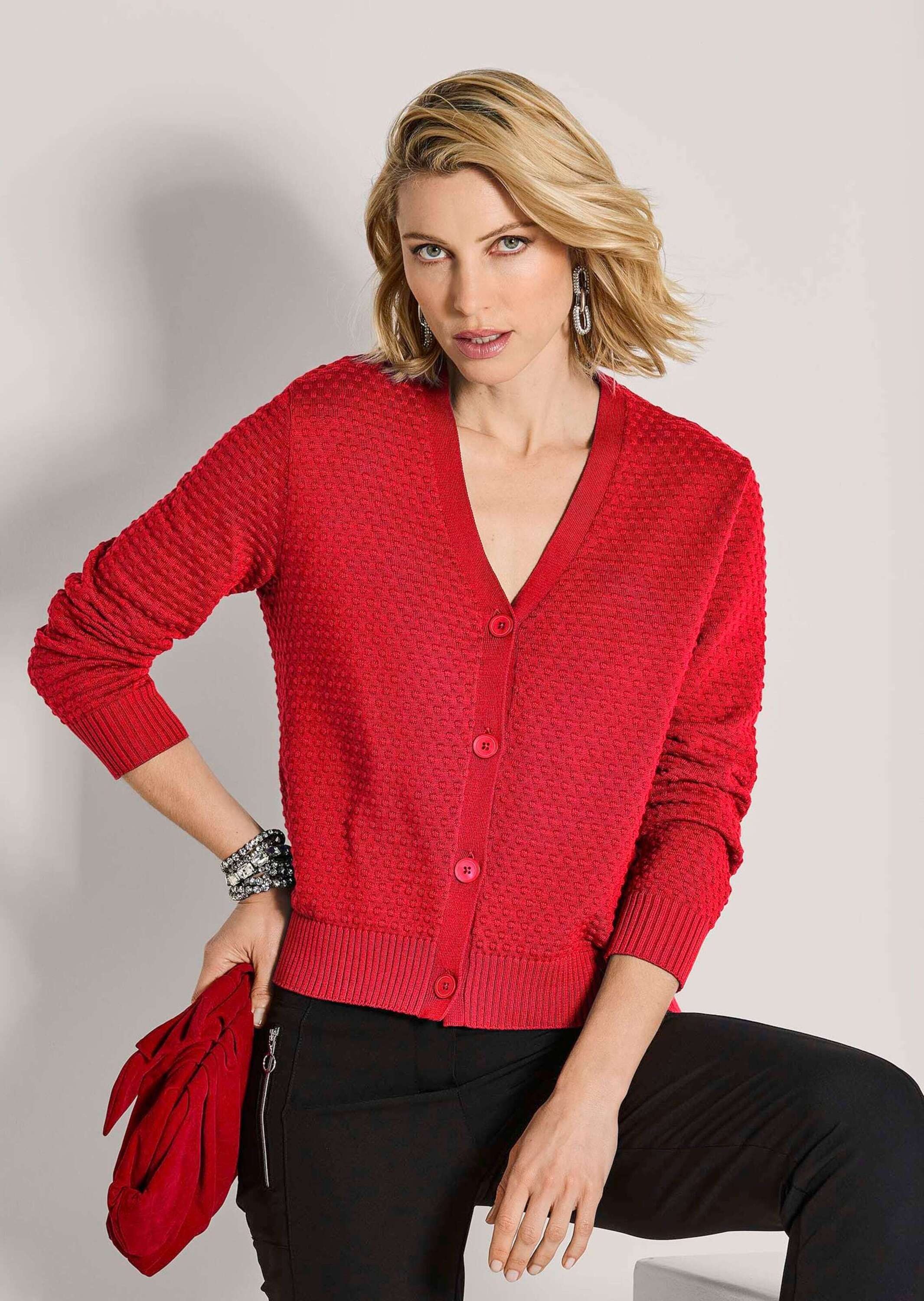 MADELEINE Strickjacke »Strickjacke Eleganter Cardigan mit V-Ausschnitt« Strukturstrick