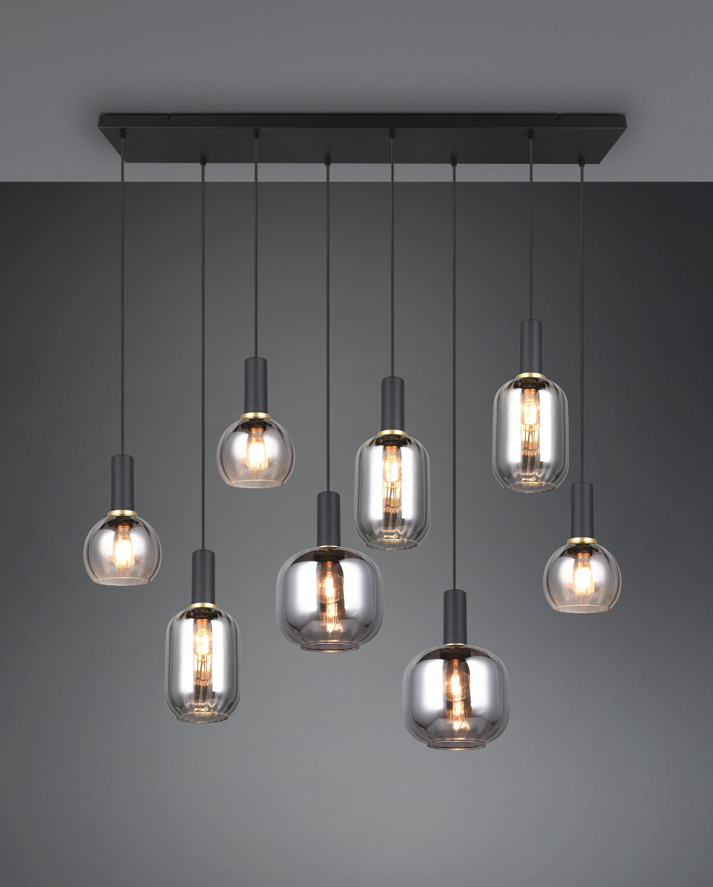 TRIO Leuchten Pendelleuchte »DIVA, E27 Hängelampe 8-flammig mit Glasschirm, exkl 8xE27 max 10W« E27 1 Stk. warmweiß - kaltweiß höhenverstellbar bis max 150cm Hängeleuchte 120x32 cm Wohnzimmer Küche