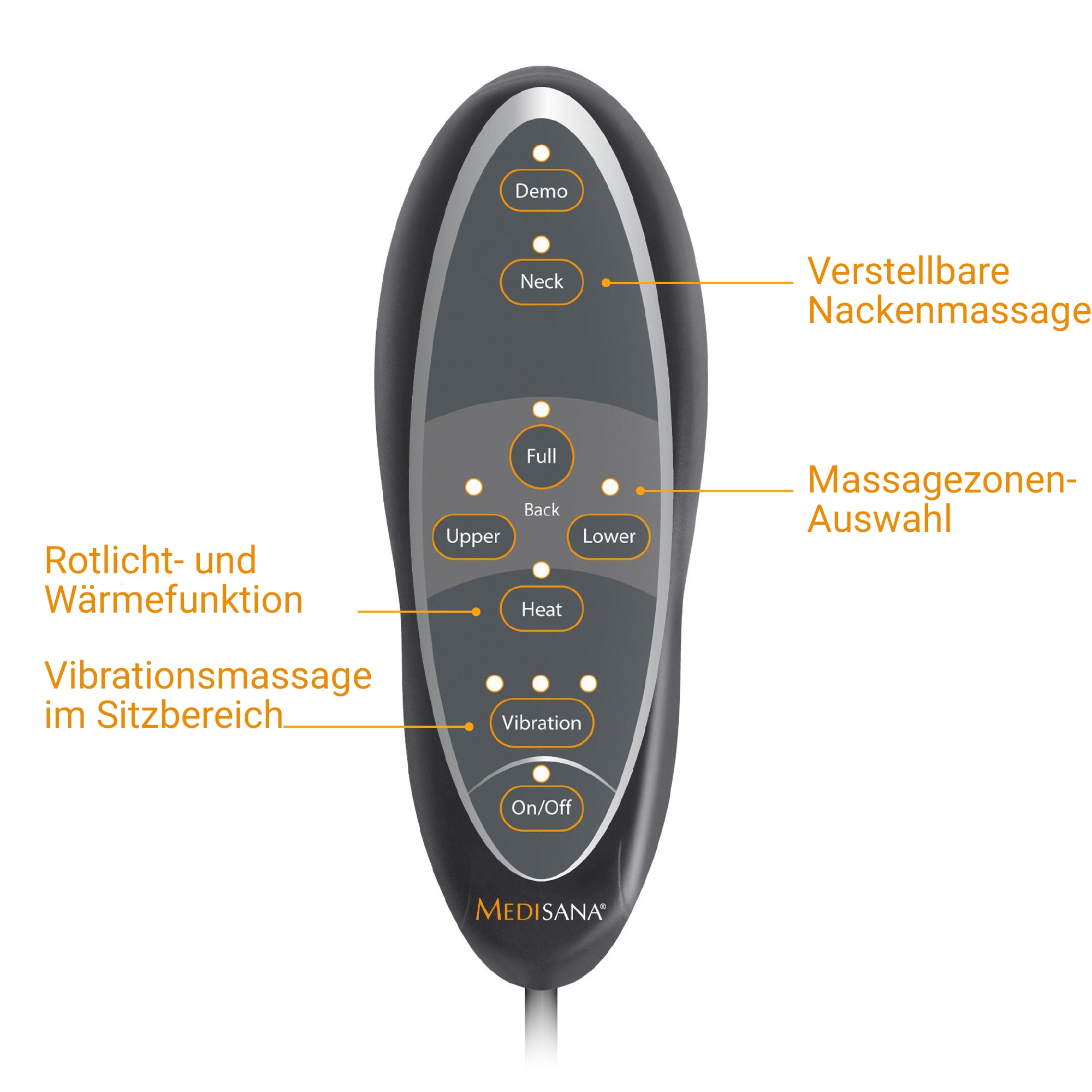 Medisana Shiatsu-Massagesitzauflage »MCN 88930«, 3 Massagezonen, Nackenmassage, Rotlicht-/Wärmefunktion, waschb. Bezug