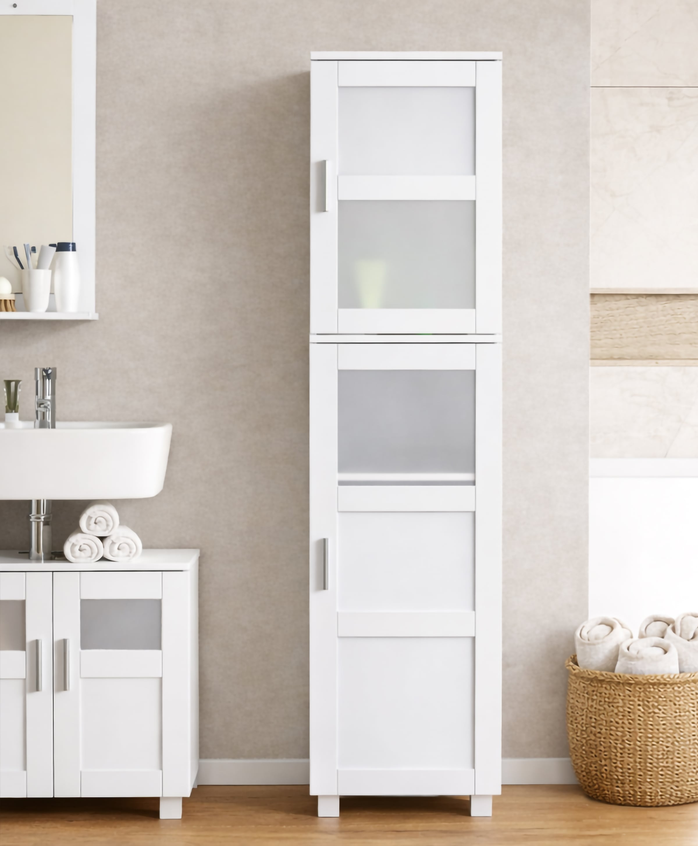 VCM Hochschrank »Holz Badmöbel Badschrank Hochschrank Nilari« 1 Stk. tlg.