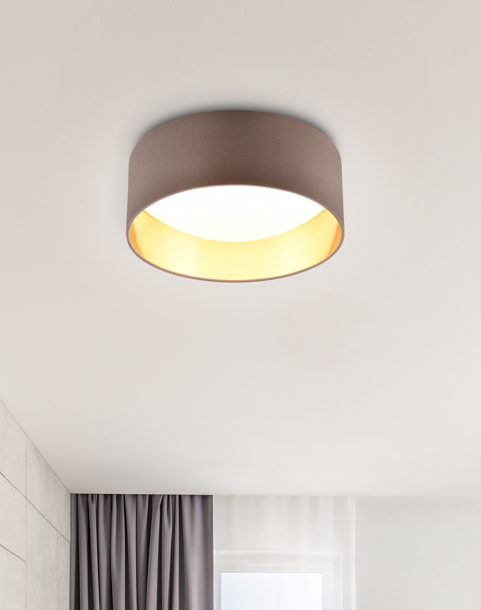 REALITY Leuchten LED Deckenleuchte »LOCARNO, runde LED Deckenlampe mit Stoffschirm, Ø 30 cm Höhe 11 cm« LED-Board 1 Stk. Warmweiß 12W LED warmweiß 3000 K, 1160 Lumen, Wohnzimmer Schlafzimmer Licht