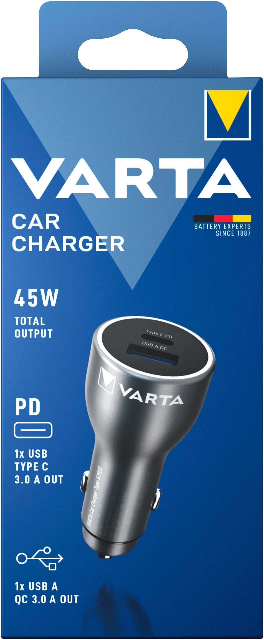 VARTA Autobatterie-Ladegerät »45 Watt Output 1x USB-A / 1x USB-C PD«