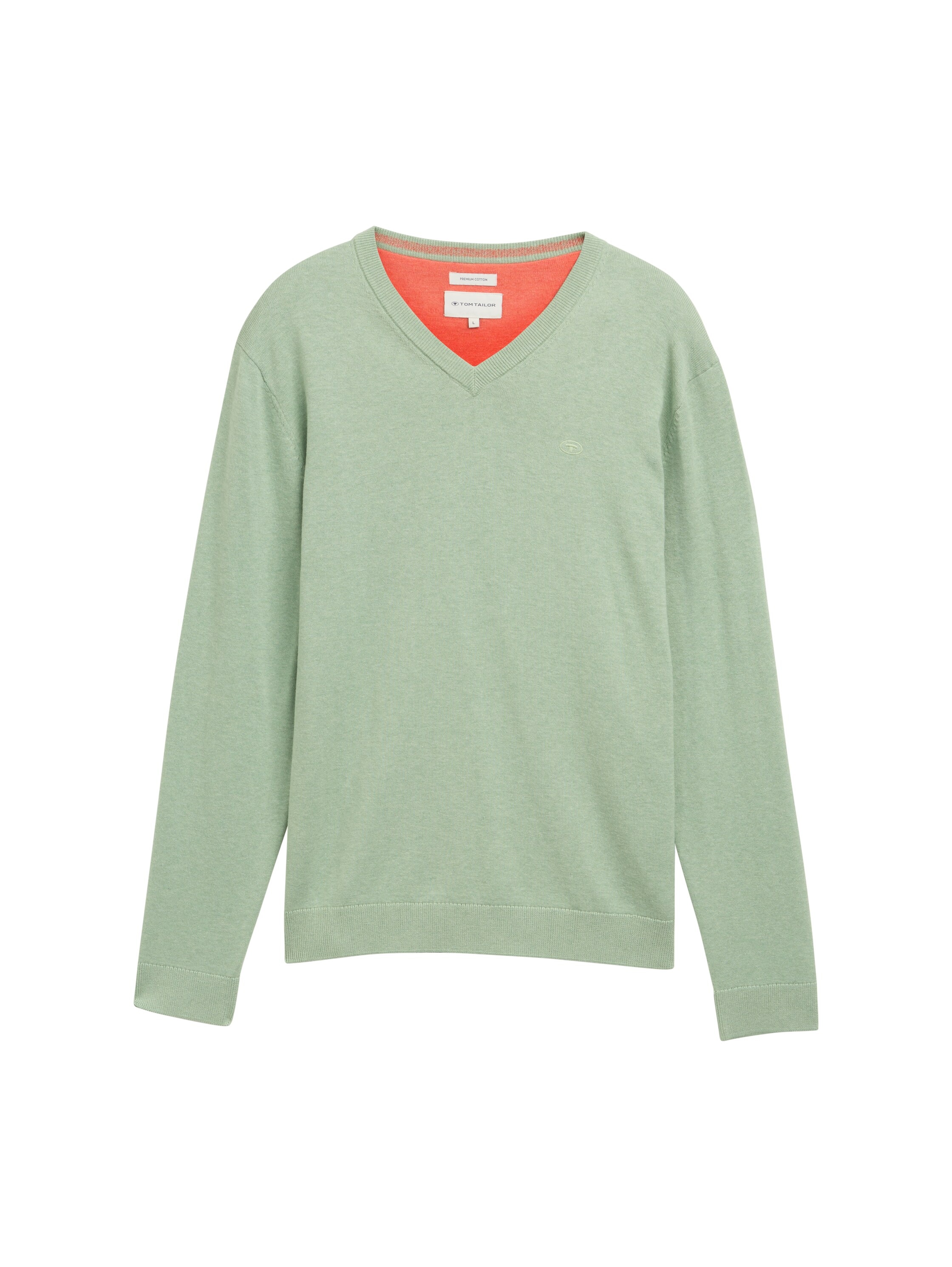 TOM TAILOR V-Ausschnitt-Pullover, mit kleiner Logo-Stickerei