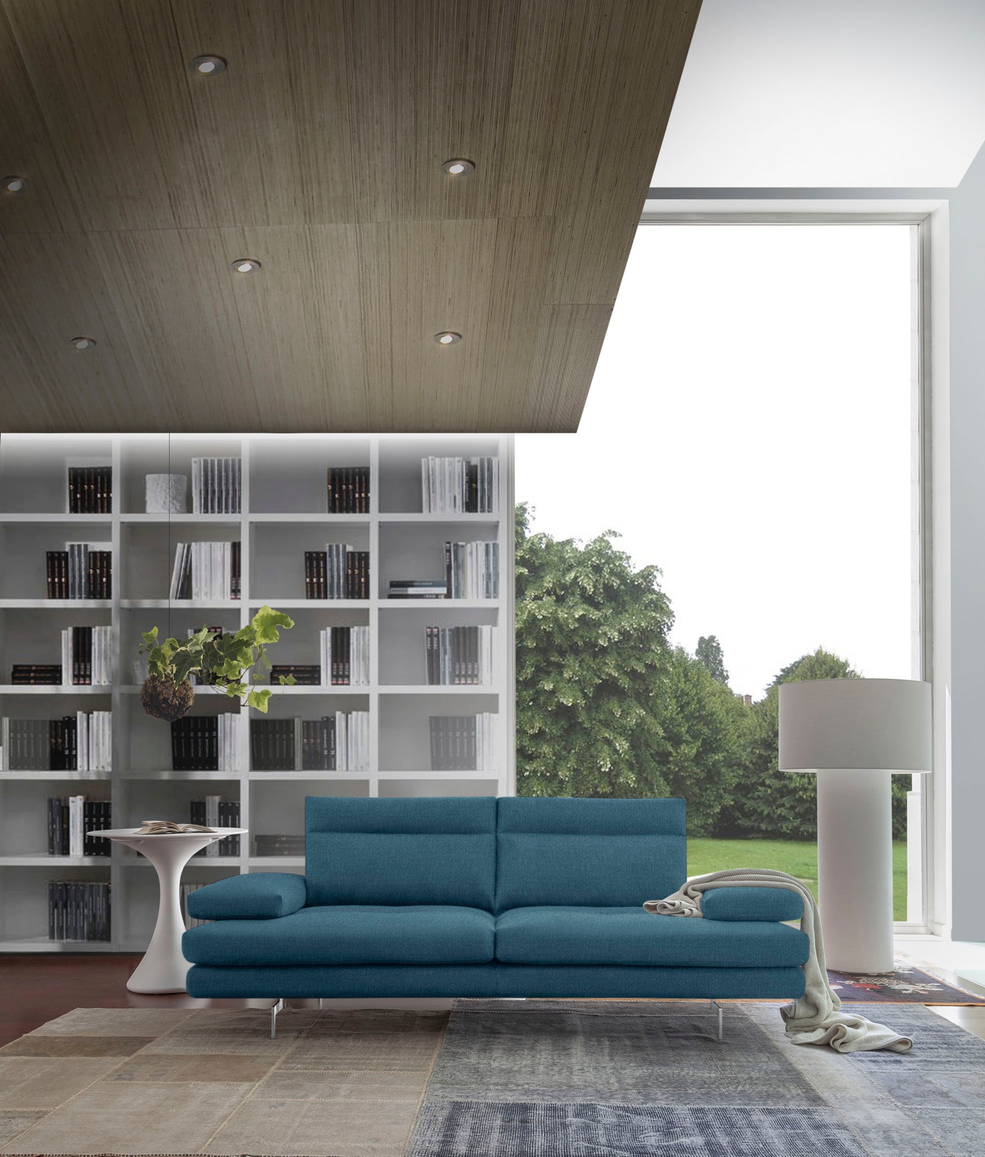 CALIA ITALIA 3-Sitzer »Toby Wing, Designsofa mit hohem Sitzkomfort, bequem und elegant«, inklusive Sitztiefenverstellung, Füße in Chrom glänzend