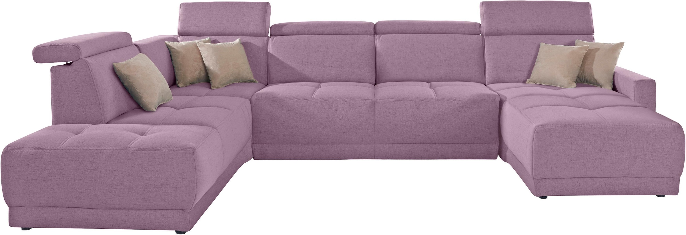 DOMO collection Wohnlandschaft »Ava moderne Sitzheftung mit toller Doppelnaht, komfortabel, U-Form«, mit Federkern, wahlweise mit Kopfteilverstellungen