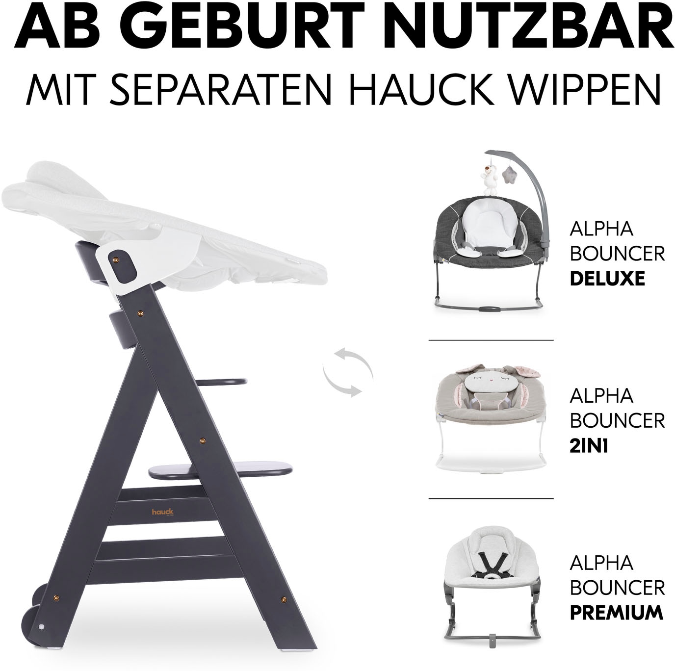 Hauck Hochstuhl »Beta+, Dark Grey«, FSC® - schützt Wald - weltweit