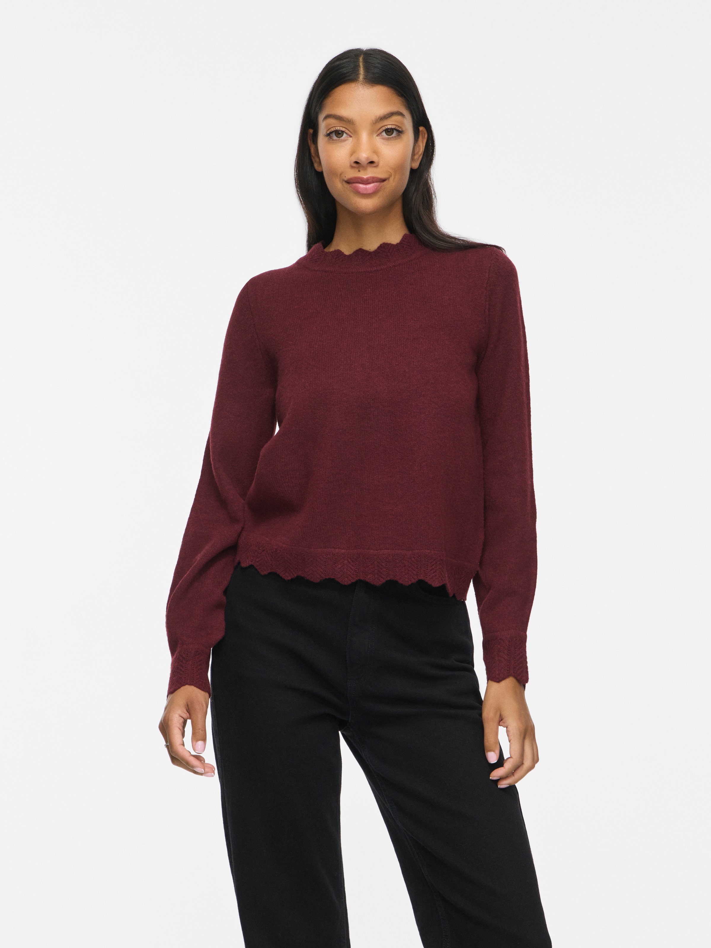 Vila Strickpullover »VINIKOLINA O-NECK L/S KNIT TOP - NOOS« Materialmix, regular fit