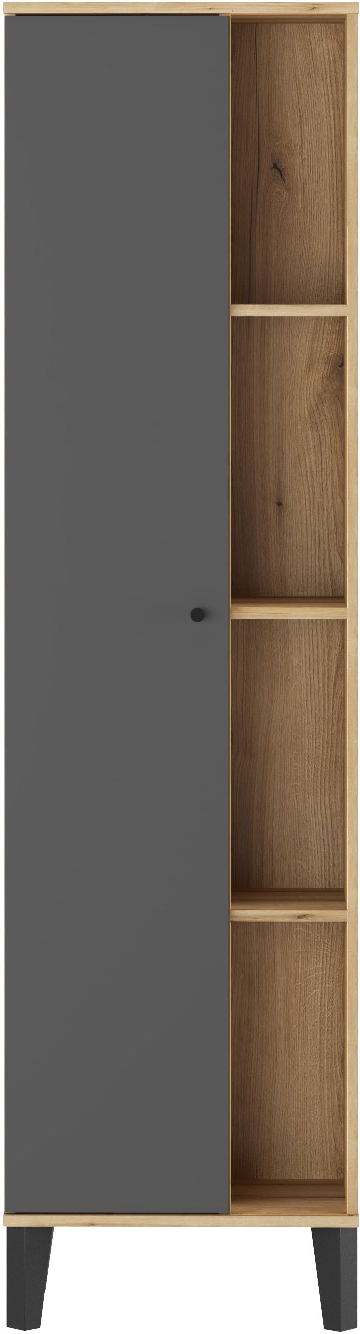 INOSIGN Stauraumschrank »Oslo, Badschrank mit Knopfgriff, Hochschrank im skandinavischen Design«, in der Türfarbe Weiß oder Grau verfügbar, ausreichend Stauraum
