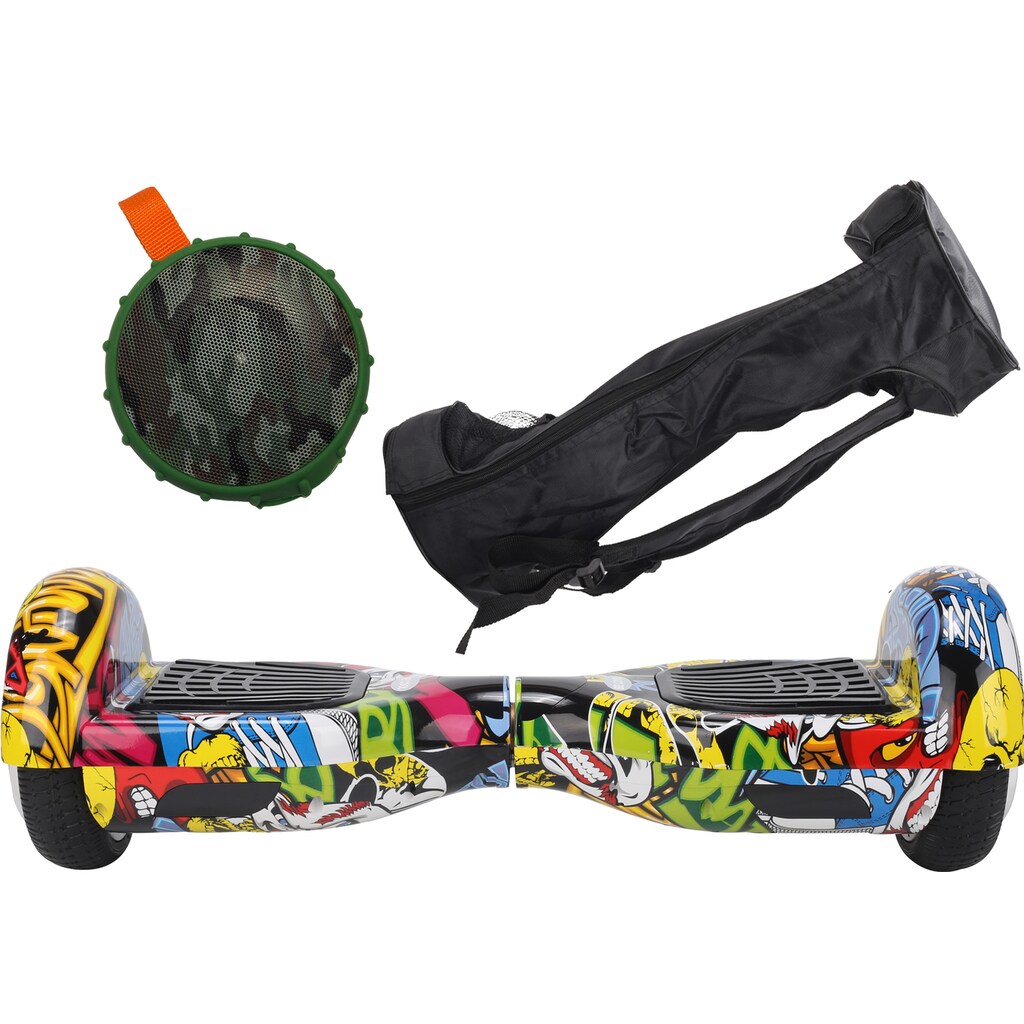 be cool Balance Scooter »6,5“ Graffiti inkl. Rucksack und Sound-Dot«, 12 km/h, 10 km