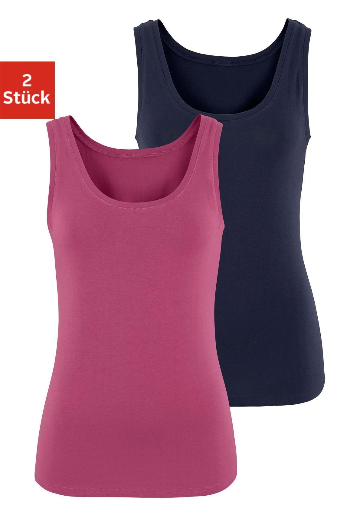 Vivance Tanktop »aus elastischer Baumwoll-Qualität«, (2er-Pack)