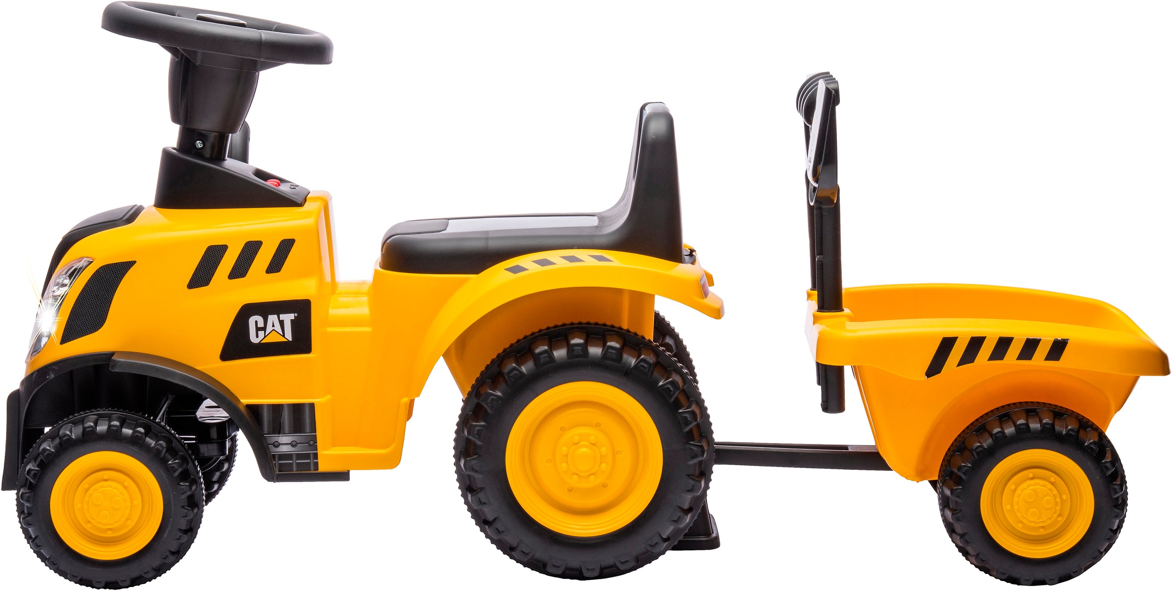 Jamara Rutscher »Caterpillar Traktor mit Anhänger 2in1, gelb« mit Licht- und Soundeffekten sowie Hupe