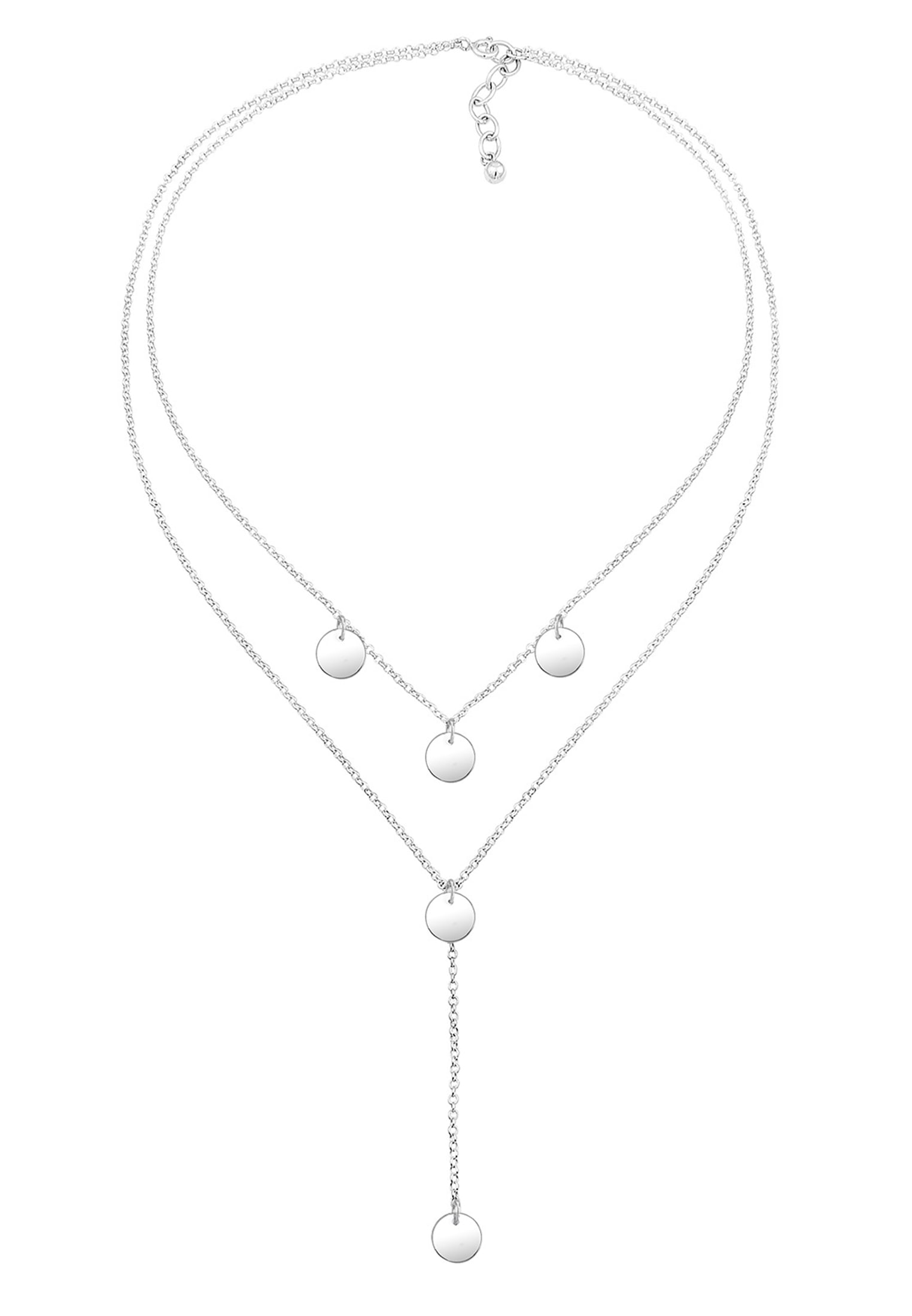 Elli Y-Kette »Halskette Y-Kette Geo Layer Kreis Plättchen 925 Silber«
