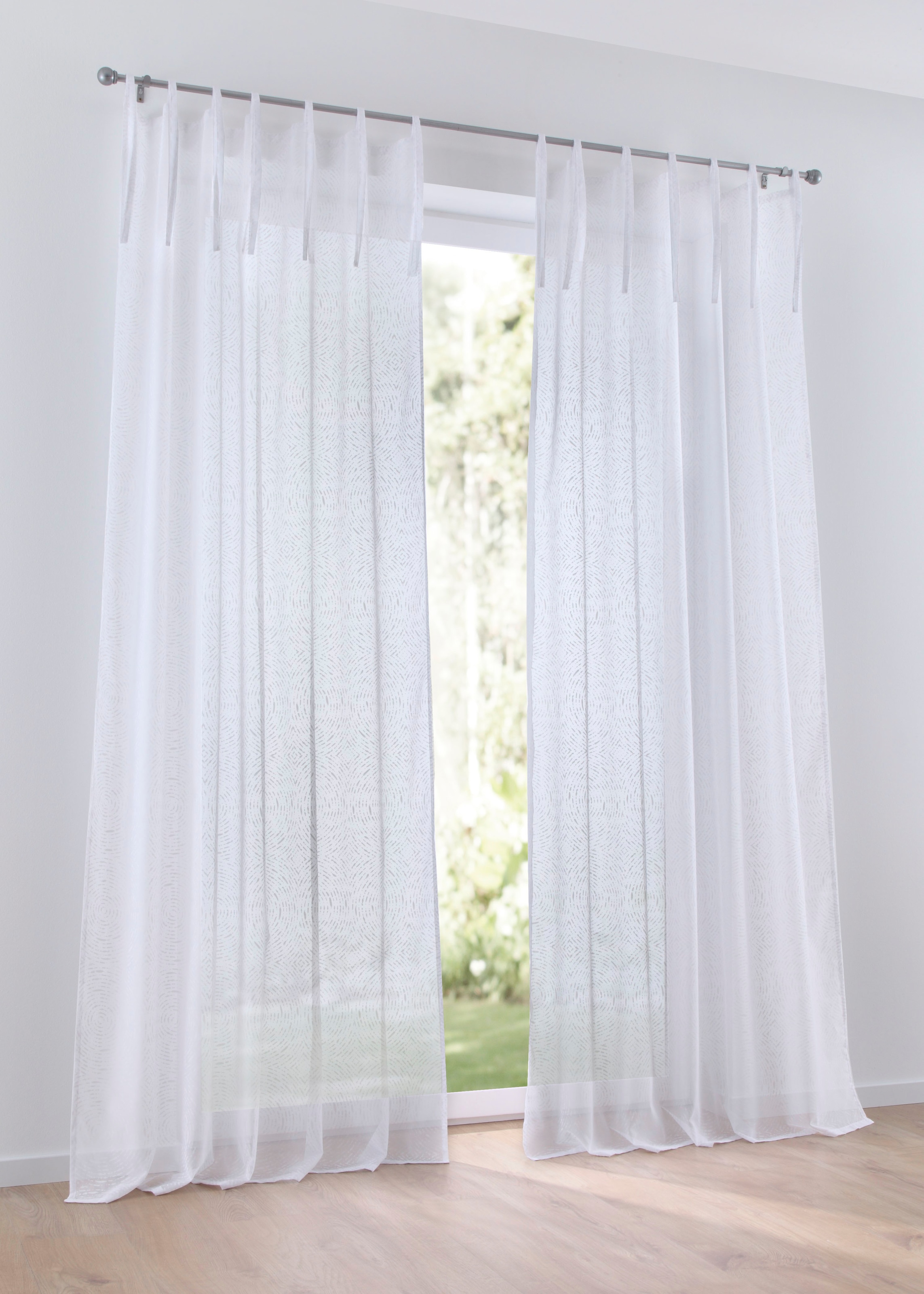 Kutti Vorhang »Timber Schal«, (1 Polyester, einfarbig weiß, Gardine St.), bedruckt, halbtransparent