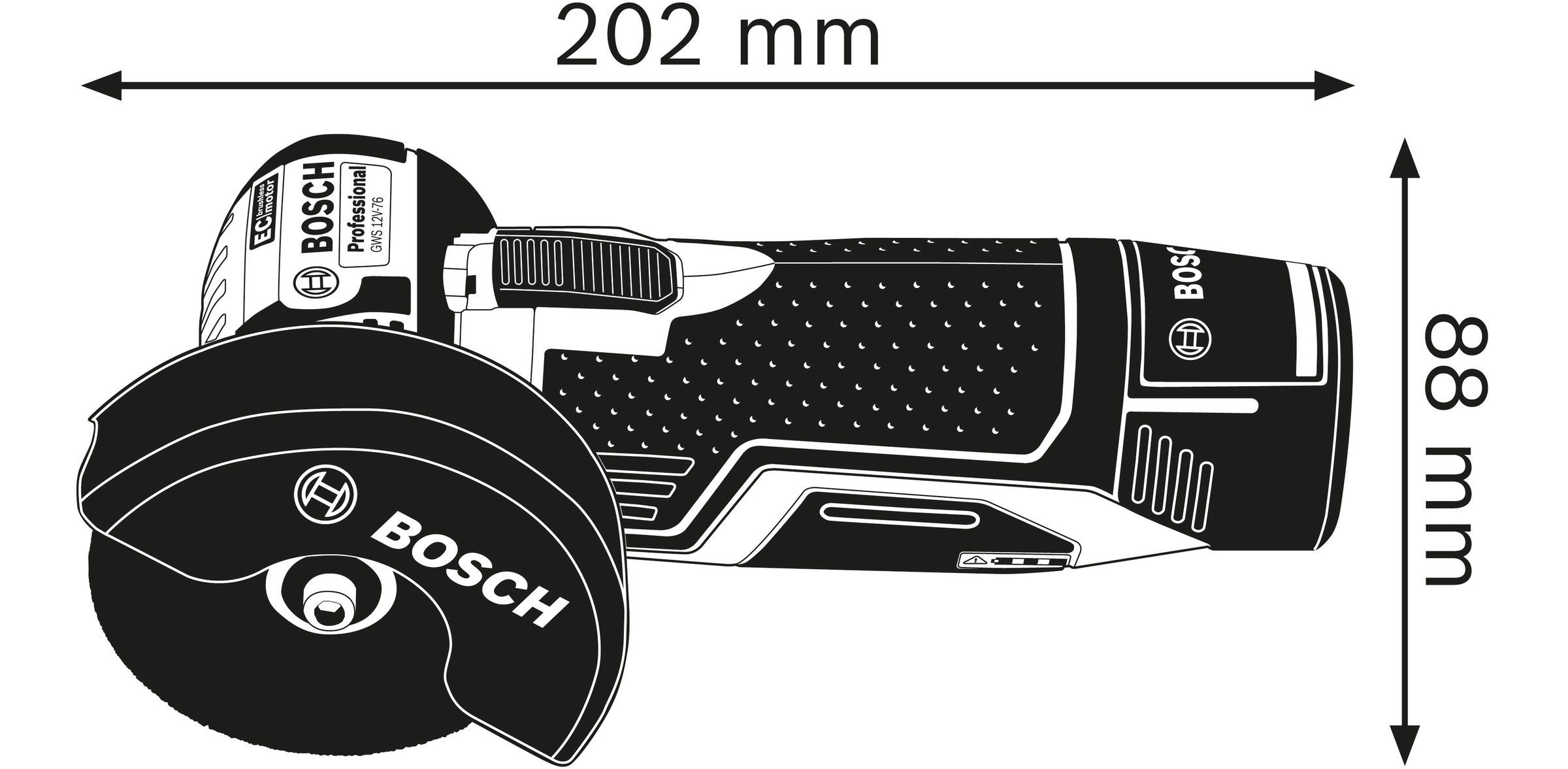 Bosch Professional Akku-Winkelschleifer »»GWS 12V-76 PROFESSIONAL««, Schleifspindelgewinde M 5, Ohne Akku und Ladegerät