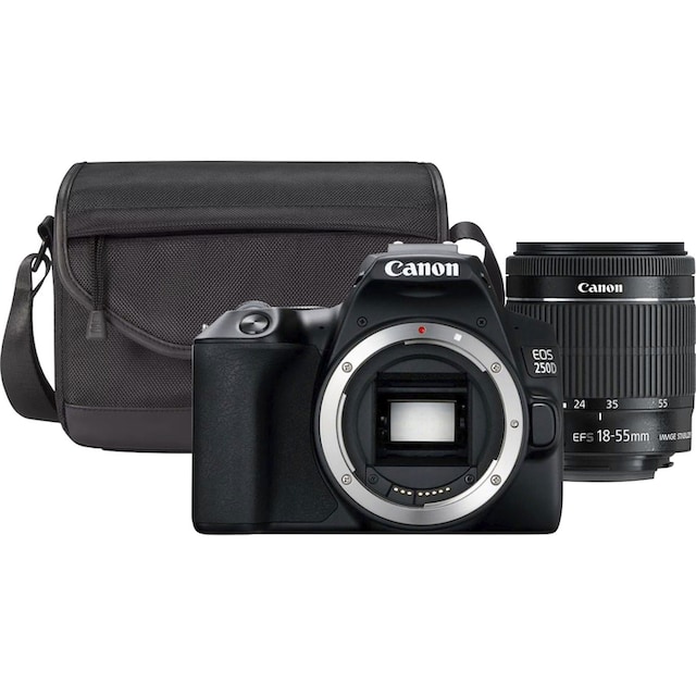 Canon Systemkamera »250D + EF-S 18-55mm f/3.5-5.6 III + SB130 Kit«, EF-S 18-55mm  f/3.5-5.6 III, 24,1 MP, Bluetooth-WLAN bei