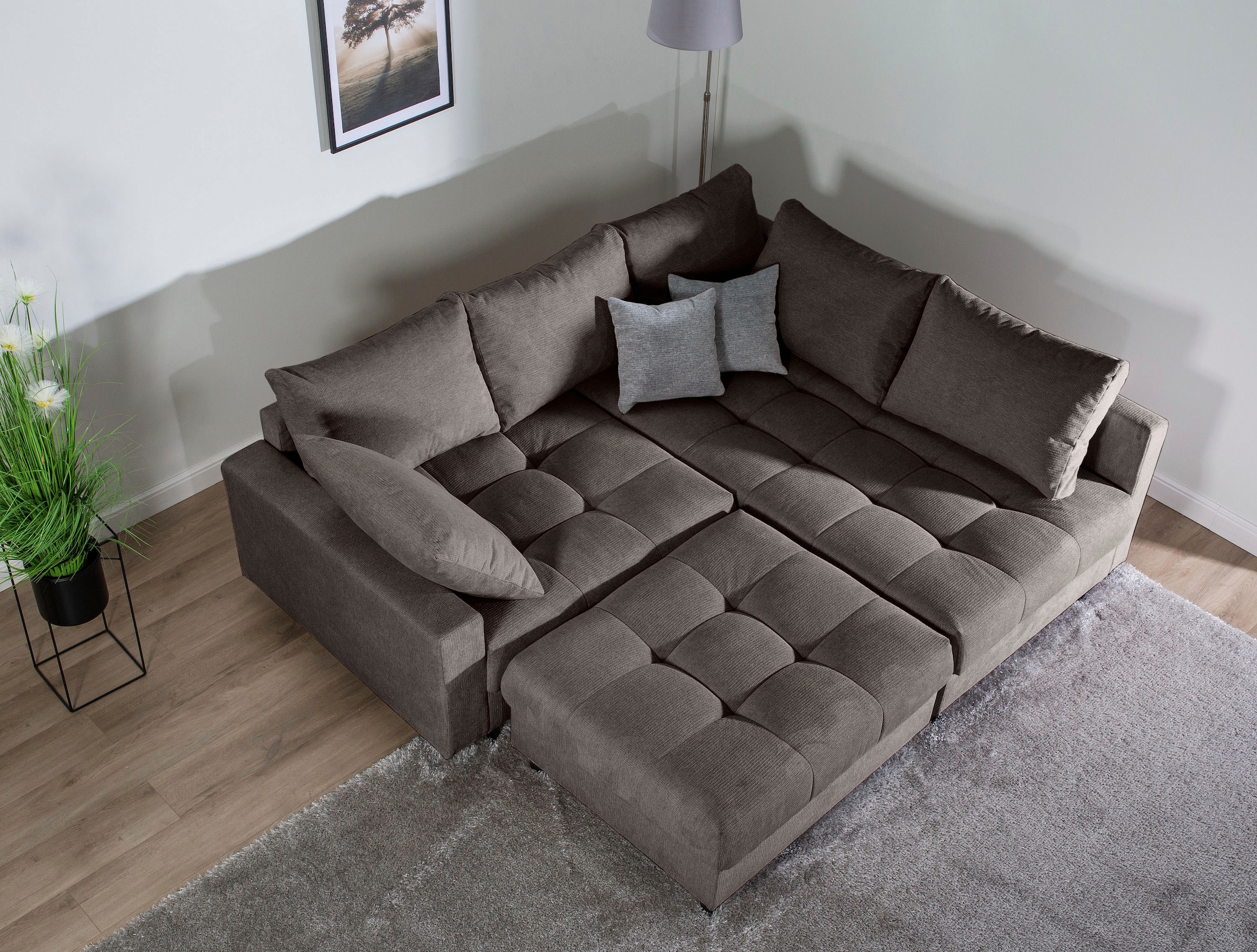 Home affaire Ecksofa »Toni L-Form«, Ottomane beidseitig montierbar, Federkern-Polsterung