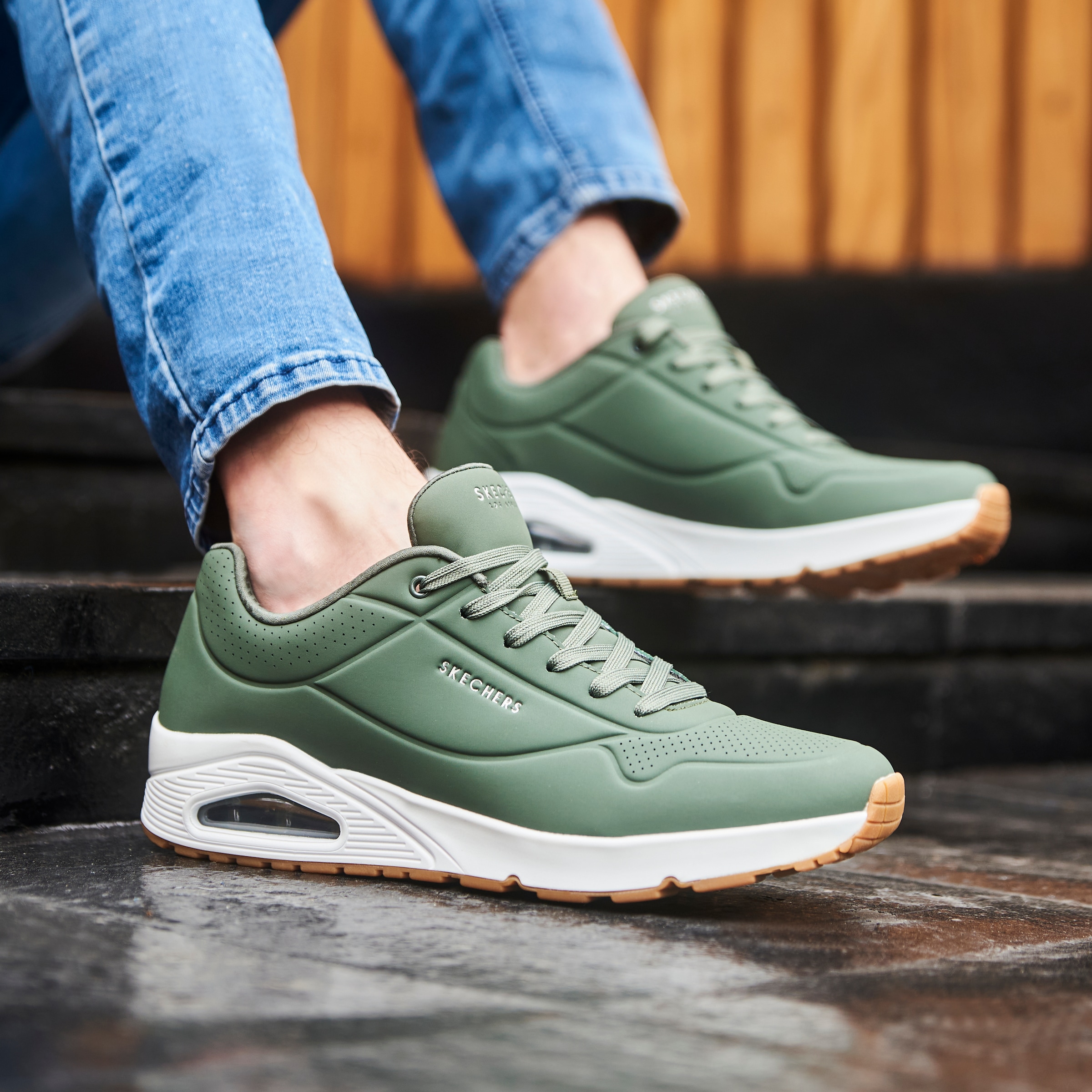 Skechers Sneaker »Uno - Stand on Air«  Freizeitschuh, Halbschuh, Schnürschuh mit Air-Cooled Memory Foam
