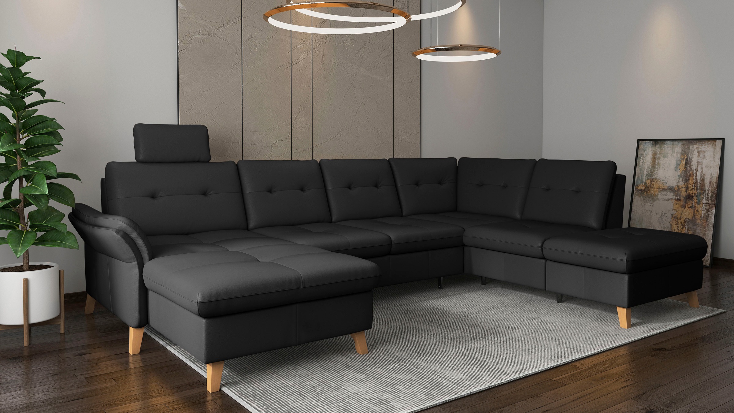 sit&more Wohnlandschaft »Göteborg«, inkl. Sitztiefenverstellung, wahlweise mit Bettfunktion & Bettkasten