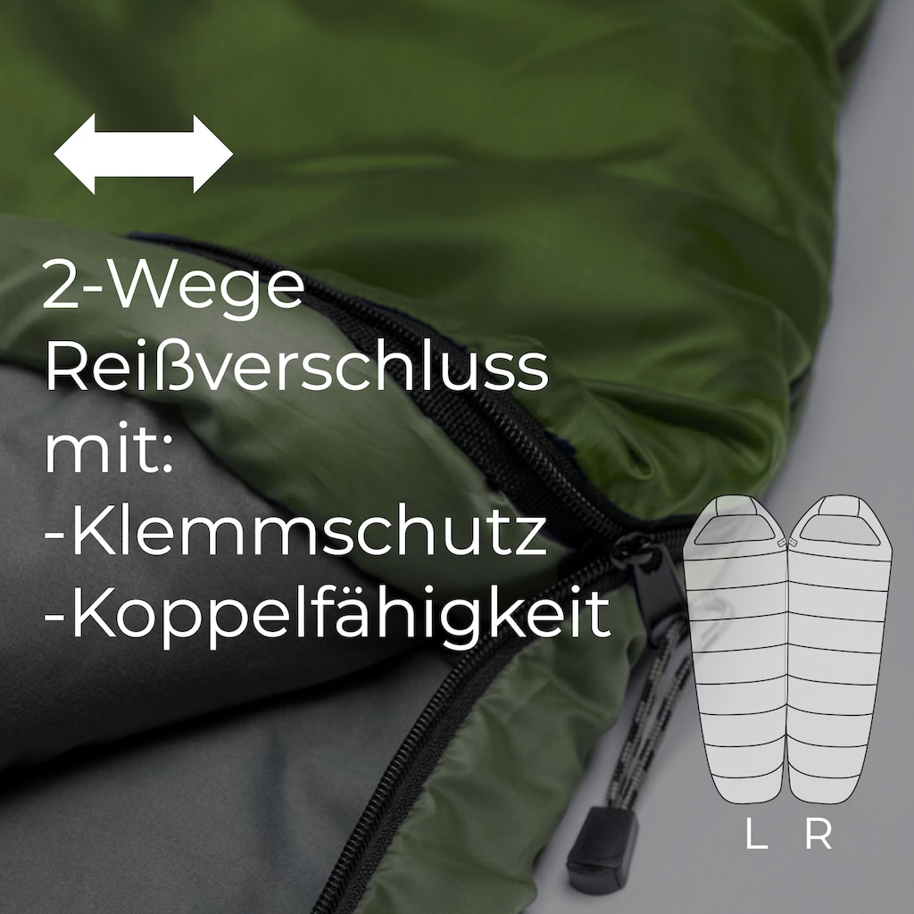 EXPLORER Mumienschlafsack »TRAMP Camping Schlafsack 230x80x55cm Outdoor«, (+9°C bis -9°C warm Frühling/Sommer/Herbst Reise Festival)