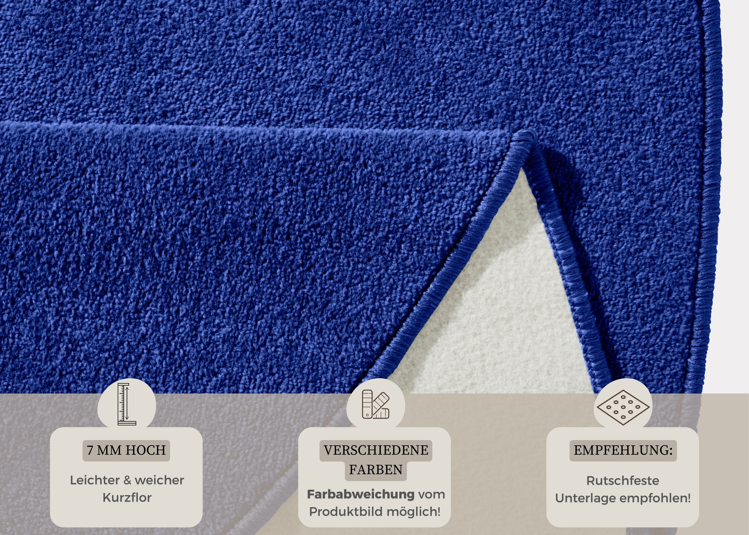 HANSE Home Teppich »Fancy«, rund, 7 mm Höhe, Kurzflor, Weich, Einfarbig, Wohnzimmer, Schlafzimmer, Esszimmer