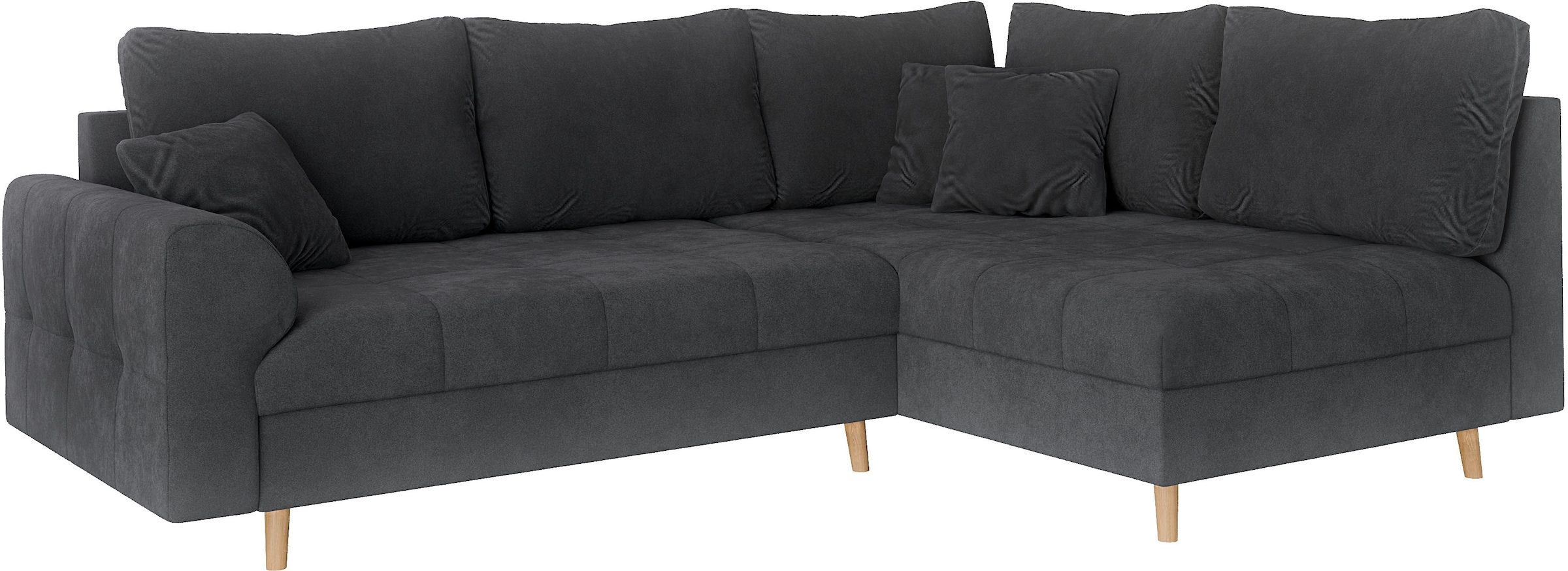 Home affaire Ecksofa »CHARRE L-Form mit Ottomane, Maße B/T/H: 231/161/81 cm«, feine Steppung, lose Rücken- und Zierkissen, auch in Cord und Bouclé