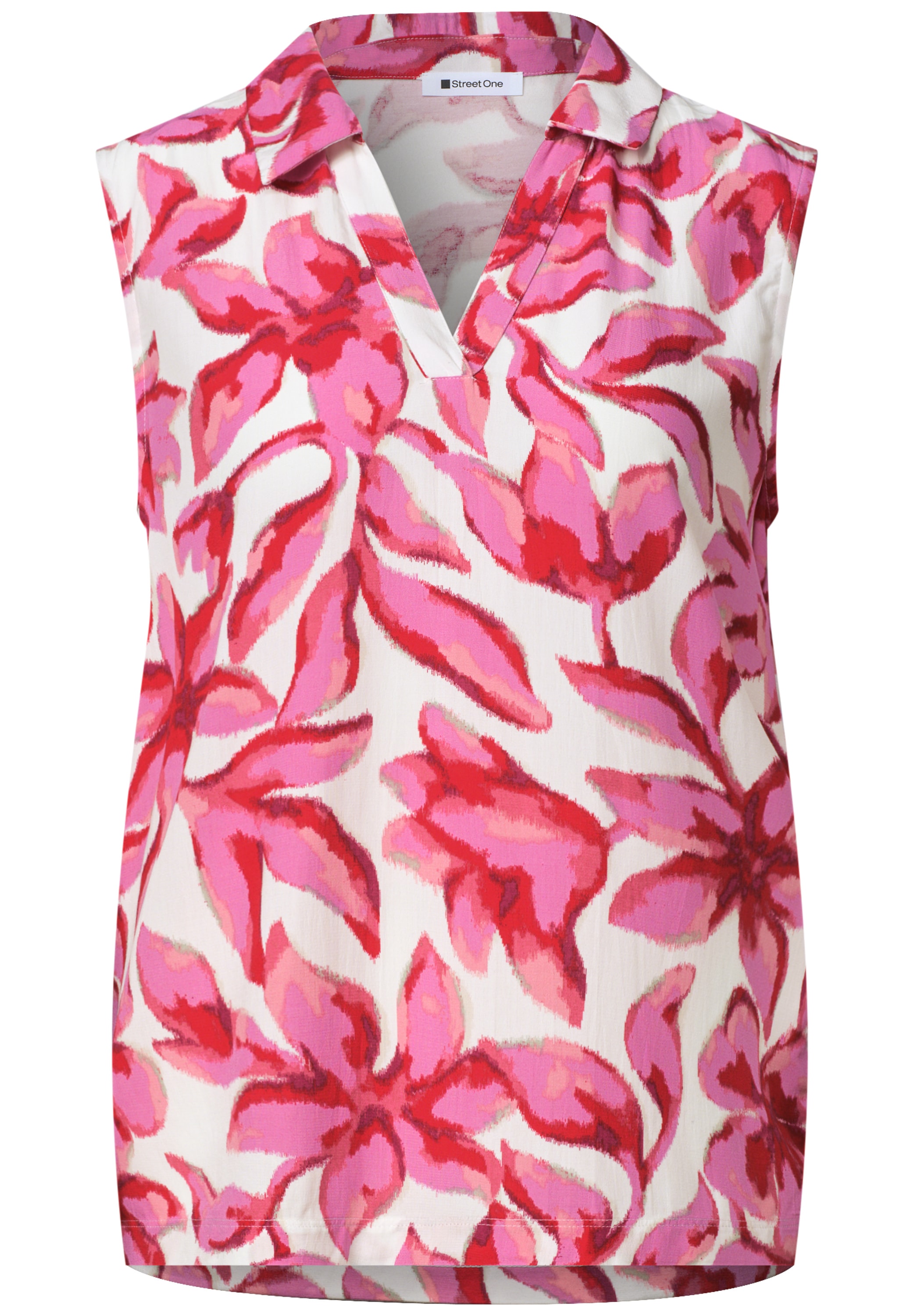 STREET ONE Shirttop Sommertop mit Kragen und floralem Allover-Print