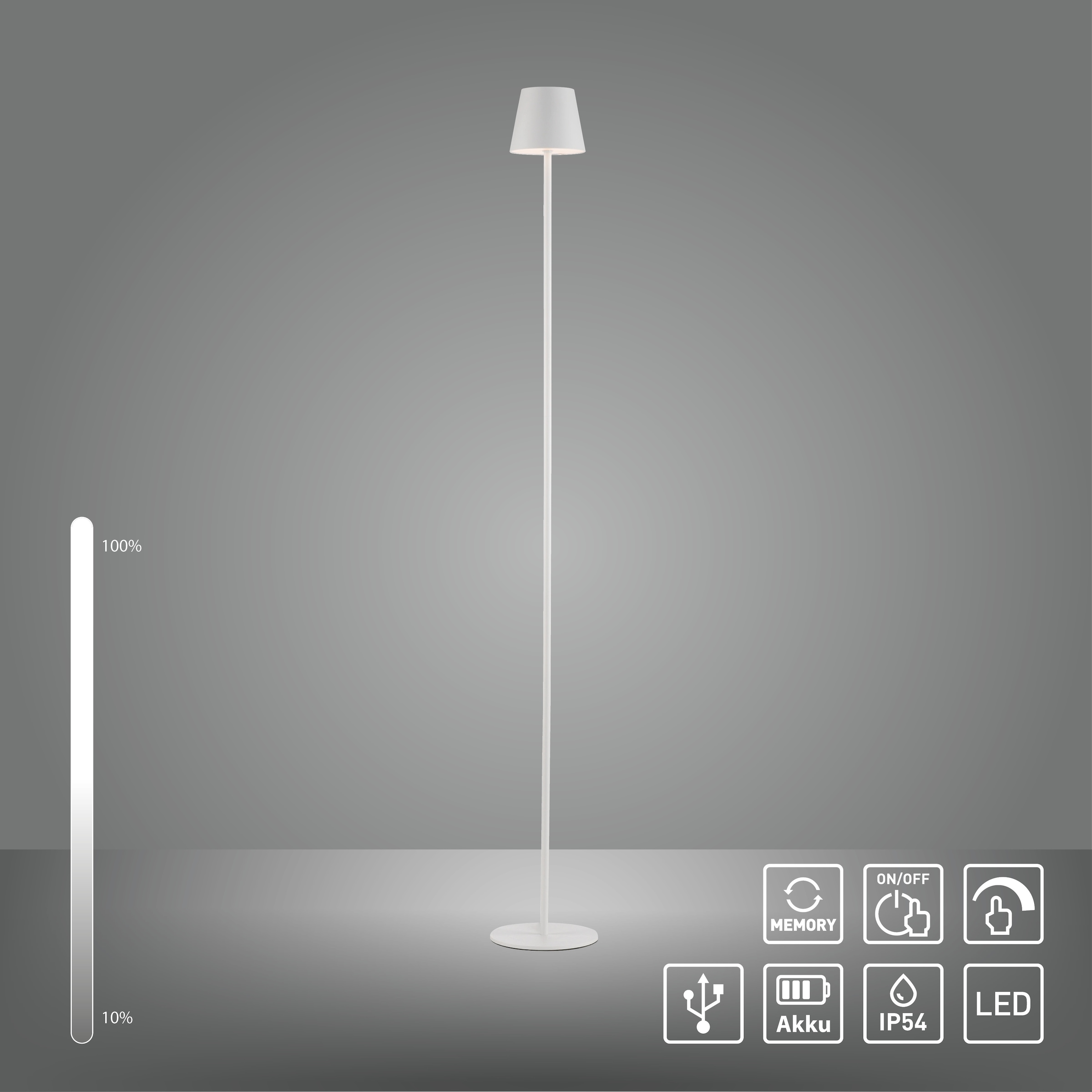 JUST LIGHT Stehlampe »EURIA« LED-Modul 1 Stk. Warmweiß Akkuleuchte