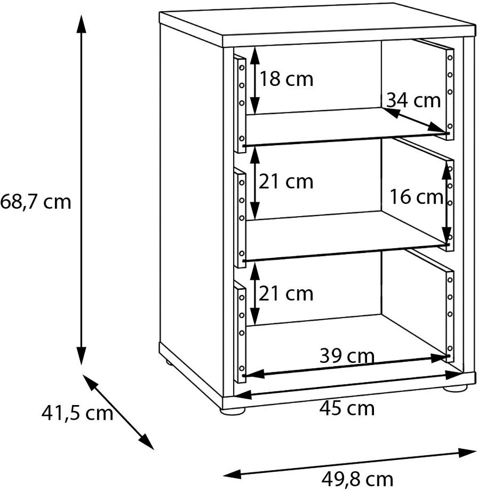FORTE Nachtkommode »Alice Springs« Schubkästen mit Vollauszug, Push to Open