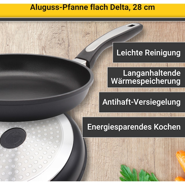 Krüger Bratpfanne »Delta«, Aluminiumguss, (1 tlg.), Ø 28 cm, Induktion mit  3 Jahren XXL Garantie