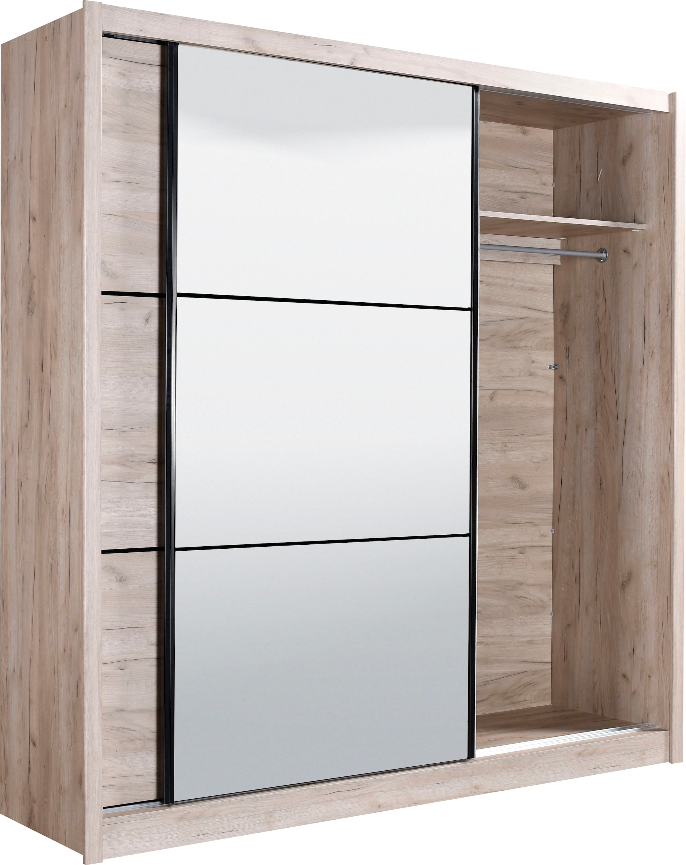 INOSIGN Schwebetürenschrank »Navara Kleiderschrank mit Spiegel Wäscheschrank Garderobe«, mit großzügiger Innenausstattung, FSC®-zertifiziert, in 3 Breiten